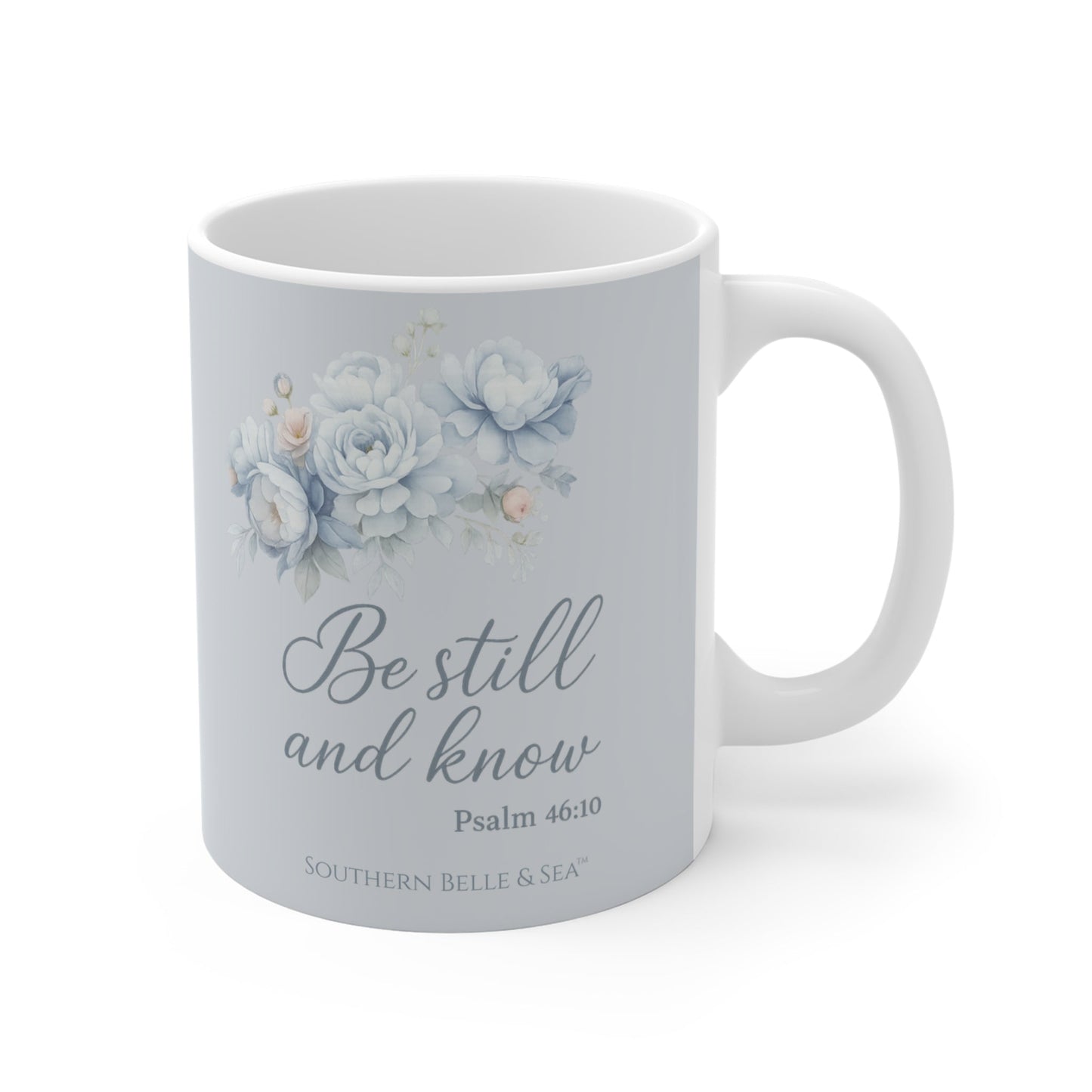 Be Still and Know — Silvery Blue Mug | Southern Belle & Sea™ - Southern Belle & Sea