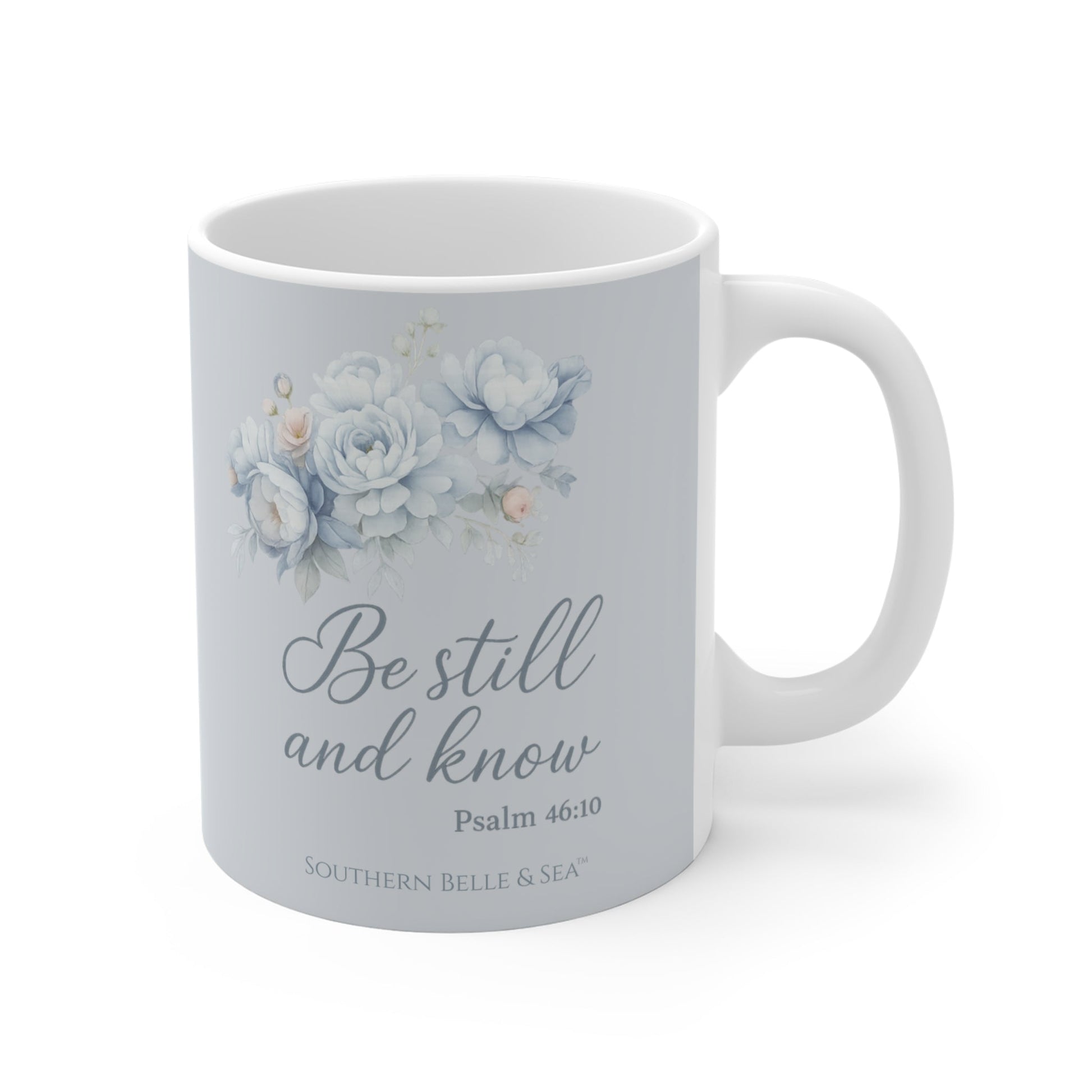 Be Still and Know — Silvery Blue Mug | Southern Belle & Sea™ - Southern Belle & Sea