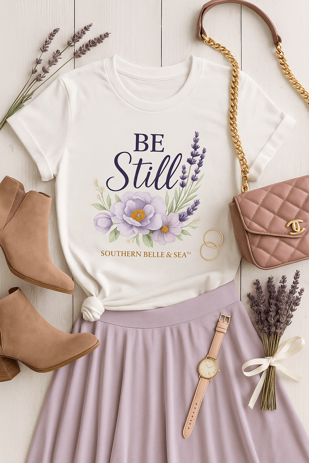 Be Still Floral Women’s Tee — Faith & Grace Series | Southern Belle & Sea™ - Southern Belle & Sea