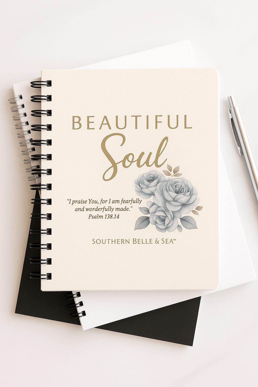 Beautiful Soul Spiral Bound Journal — Inspirational Floral Stationery | Southern Belle & Sea™ - Southern Belle & Sea