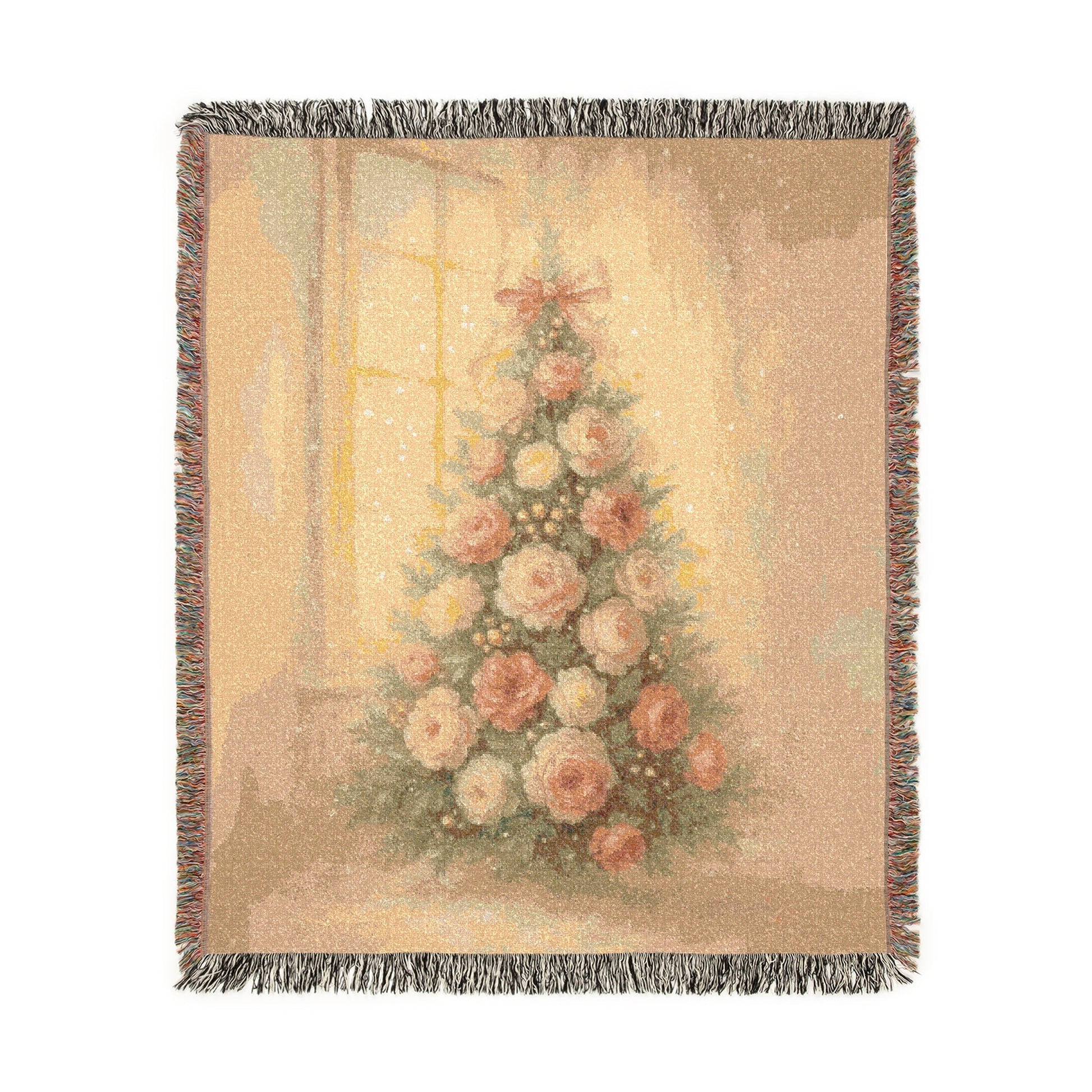 Behold the Gift of Love — Gold Christmas Tree Woven Blanket | Southern Belle & Sea™ - Southern Belle & Sea