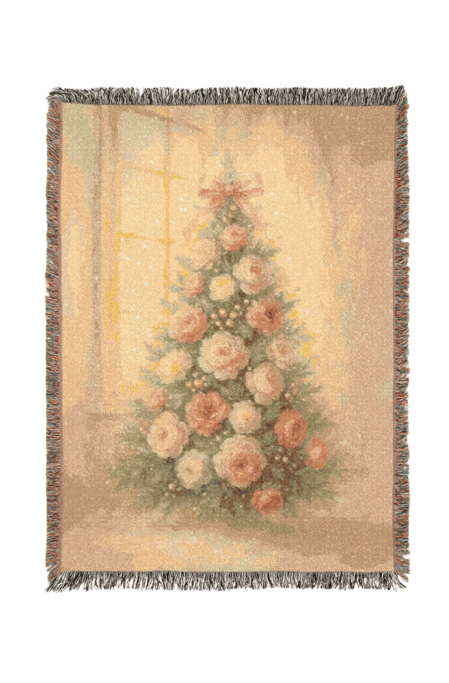 Behold the Gift of Love — Gold Christmas Tree Woven Blanket | Southern Belle & Sea™ - Southern Belle & Sea