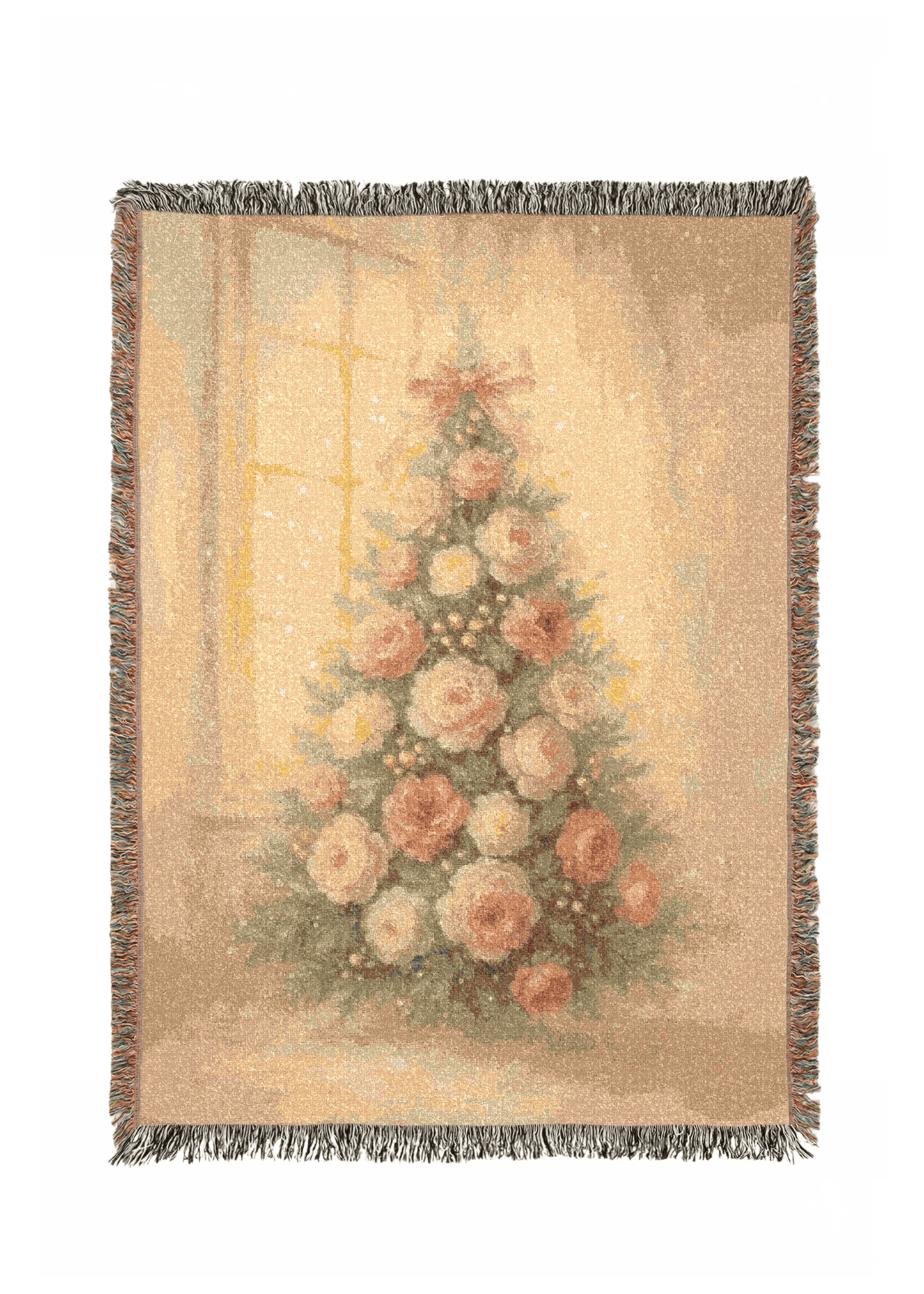 Behold the Gift of Love — Gold Christmas Tree Woven Blanket | Southern Belle & Sea™ - Southern Belle & Sea