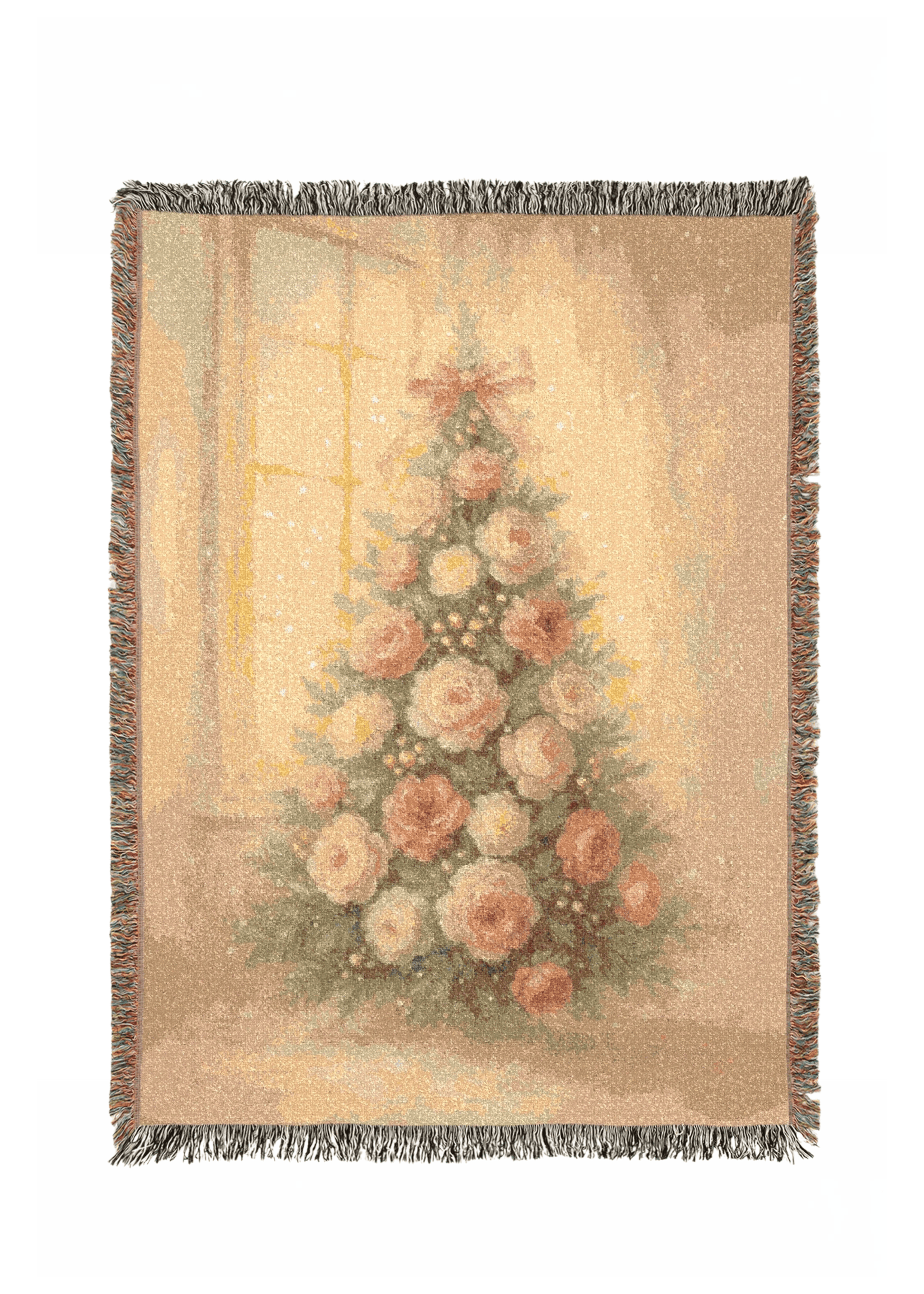 Behold the Gift of Love — Gold Christmas Tree Woven Blanket | Southern Belle & Sea™ - Southern Belle & Sea