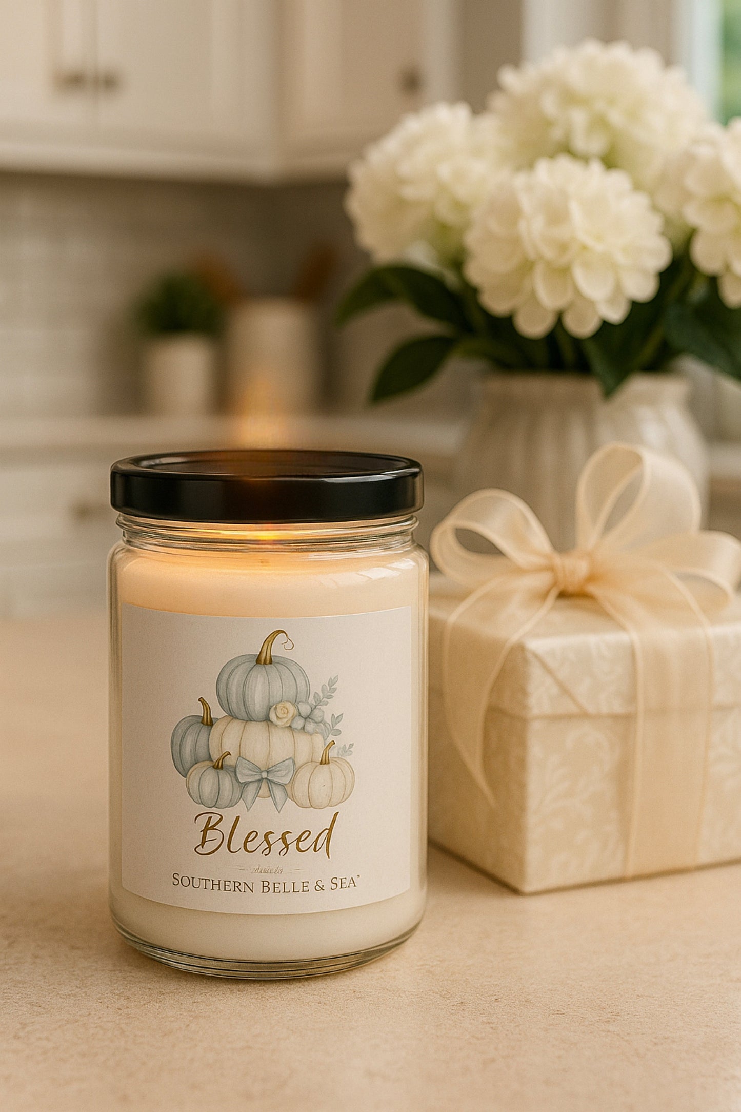 Blessed — Blue Pumpkin Candle (9oz) — Virtue Collection | Southern Belle & Sea™ - Southern Belle & Sea