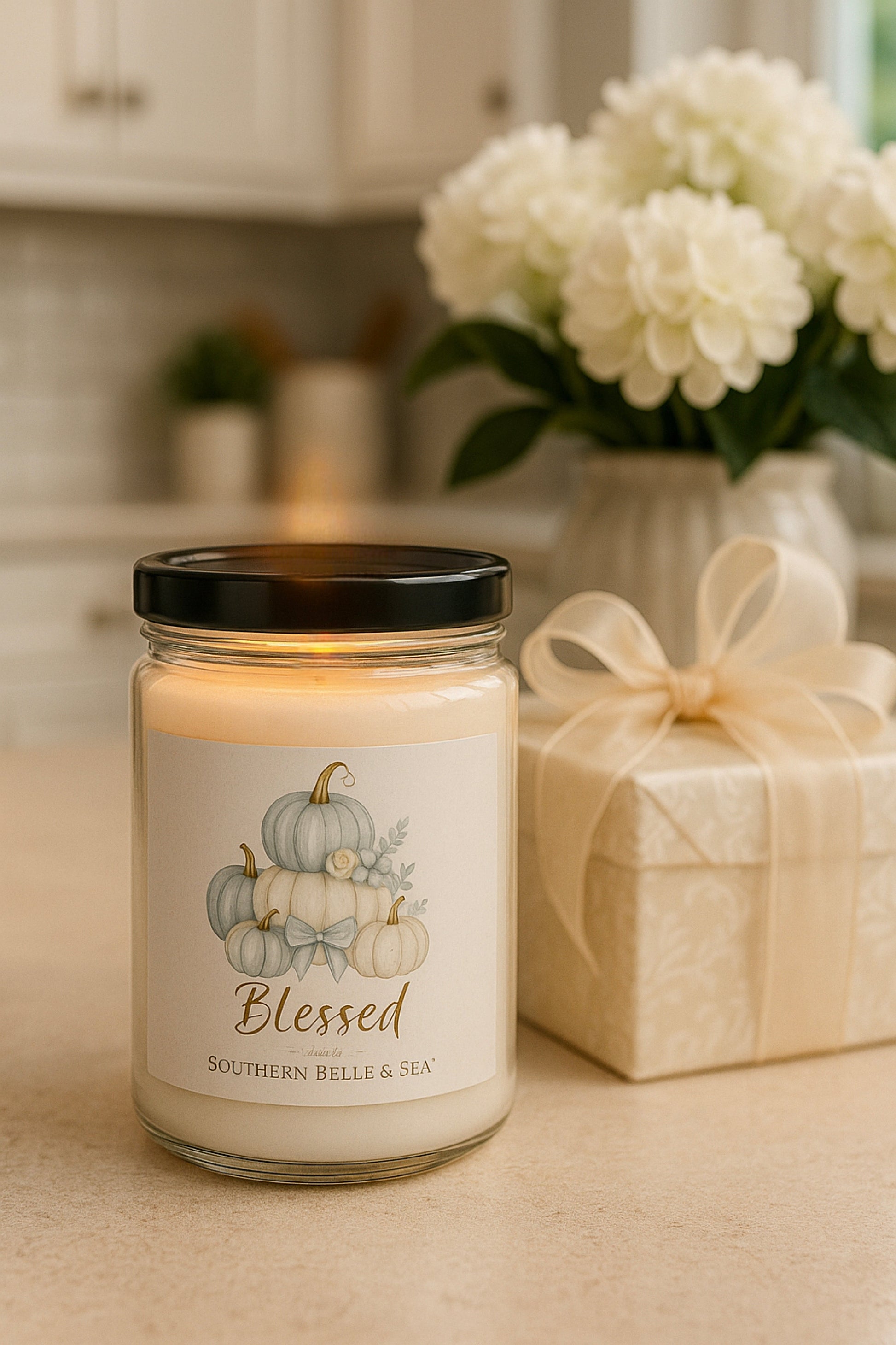 Blessed — Blue Pumpkin Candle (9oz) — Virtue Collection | Southern Belle & Sea™ - Southern Belle & Sea