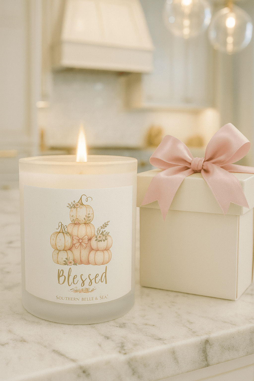 BLESSED Candle (Pink Pumpkin Floral) — Virtue Collection | Southern Belle & Sea™ - Southern Belle & Sea