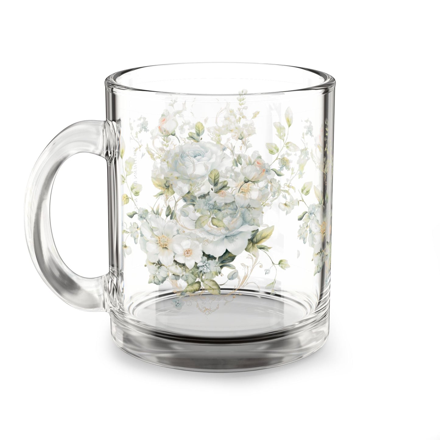 Blue Floral Glass Mug (10oz) — Floral Elegance Series | Southern Belle & Sea™ - Southern Belle & Sea