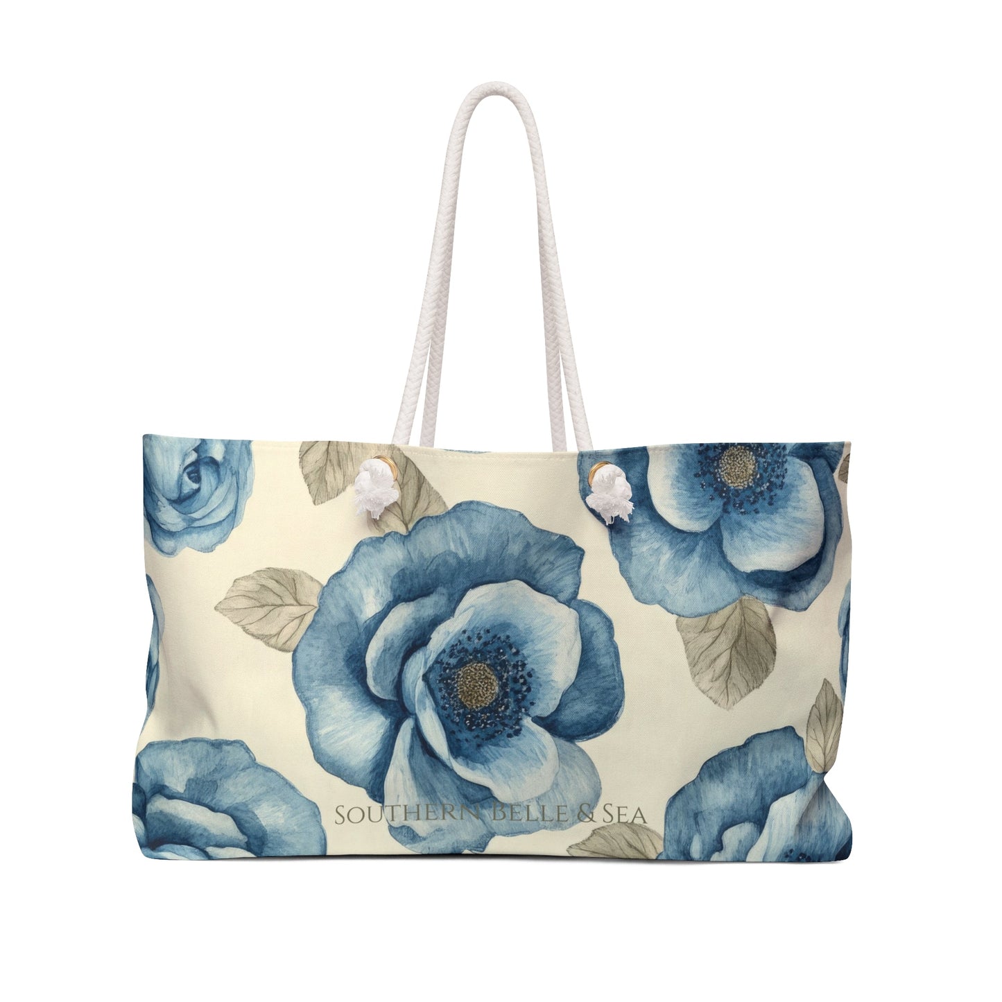 Blue Floral Weekender Tote Bag — Grace Collection | Southern Belle & Sea™ - Southern Belle & Sea