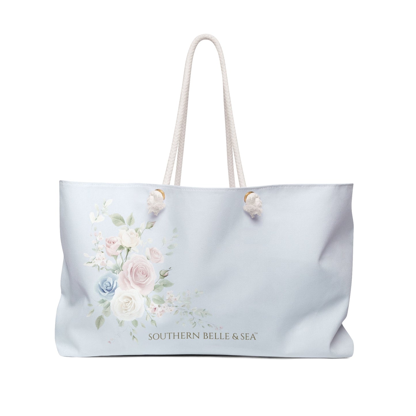 Blue Rose & Ivory Bloom Weekender Tote — Rachel Grace Collection™ | Southern Belle & Sea™ - Southern Belle & Sea