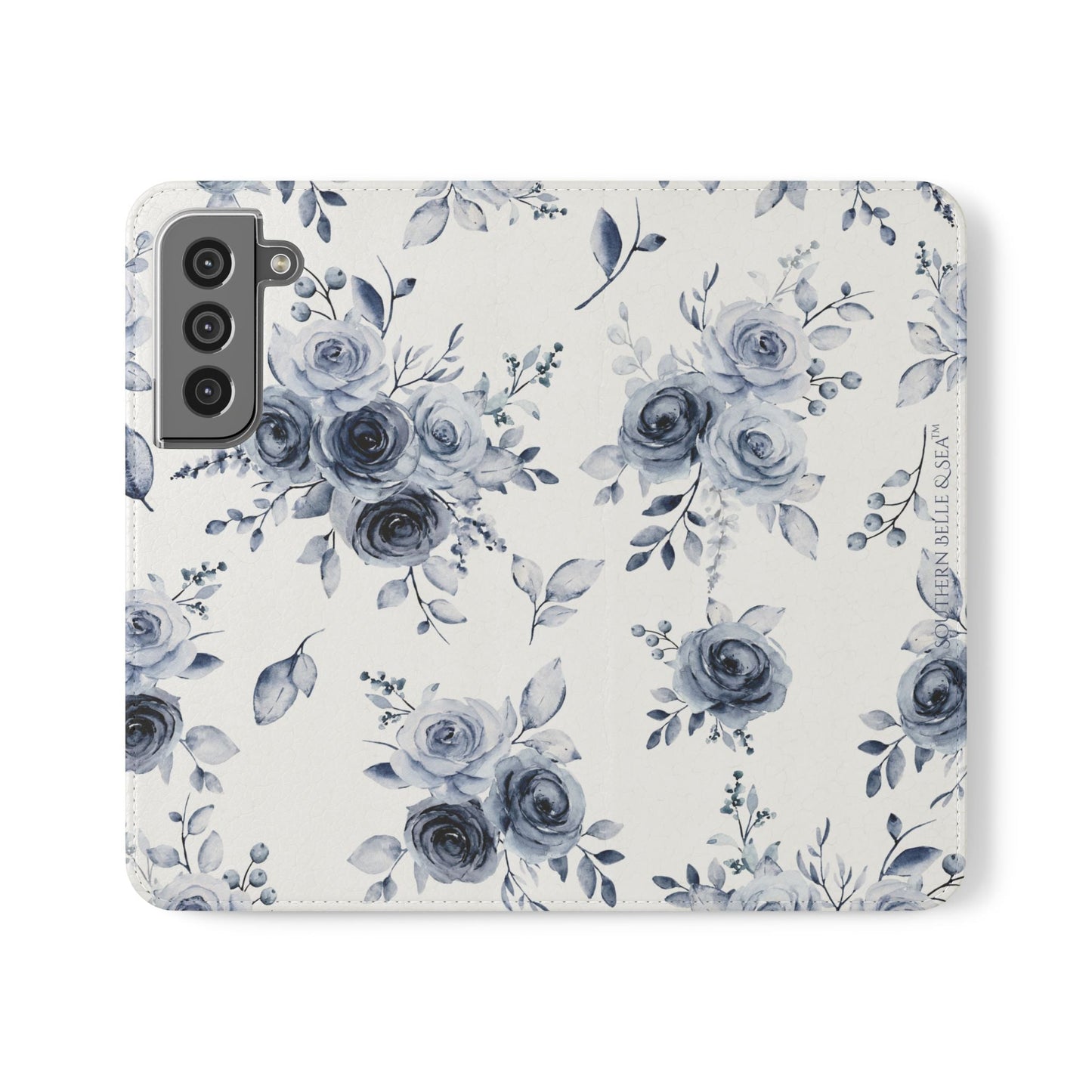 Blue Willow Rose iPhone Flip Case — Blue Willow Rose Collection | Southern Belle & Sea™ - Southern Belle & Sea