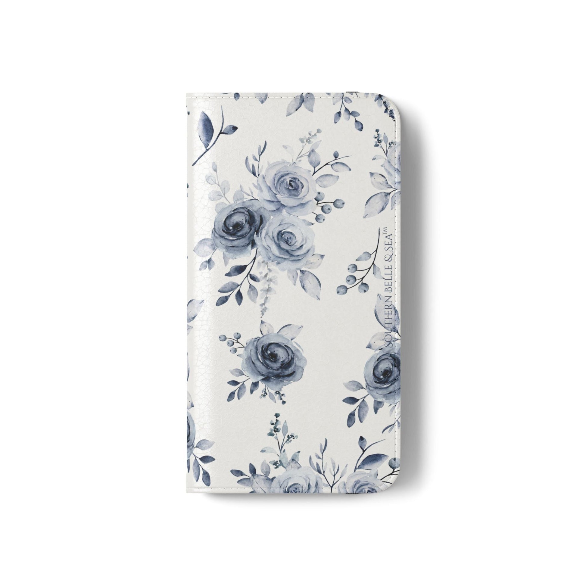 Blue Willow Rose iPhone Flip Case — Blue Willow Rose Collection | Southern Belle & Sea™ - Southern Belle & Sea