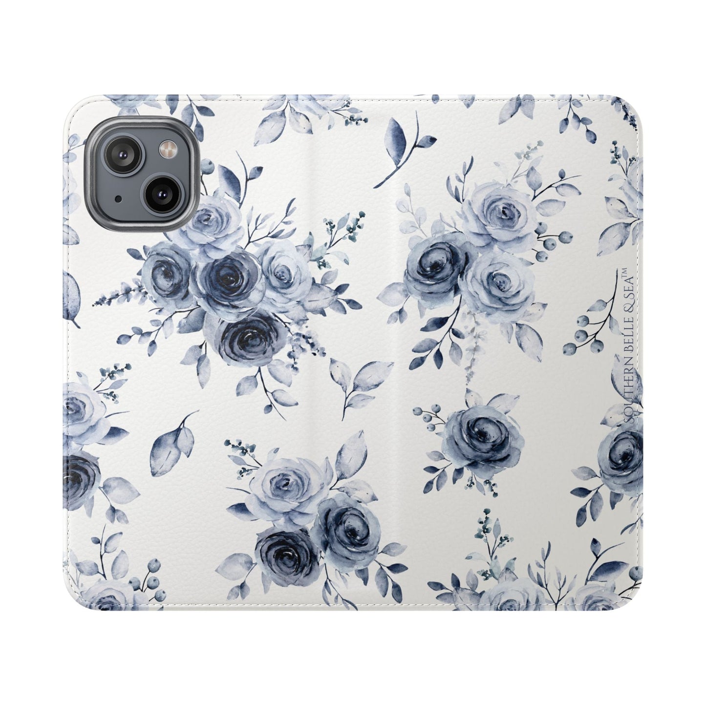 Blue Willow Rose iPhone Flip Case — Blue Willow Rose Collection | Southern Belle & Sea™ - Southern Belle & Sea
