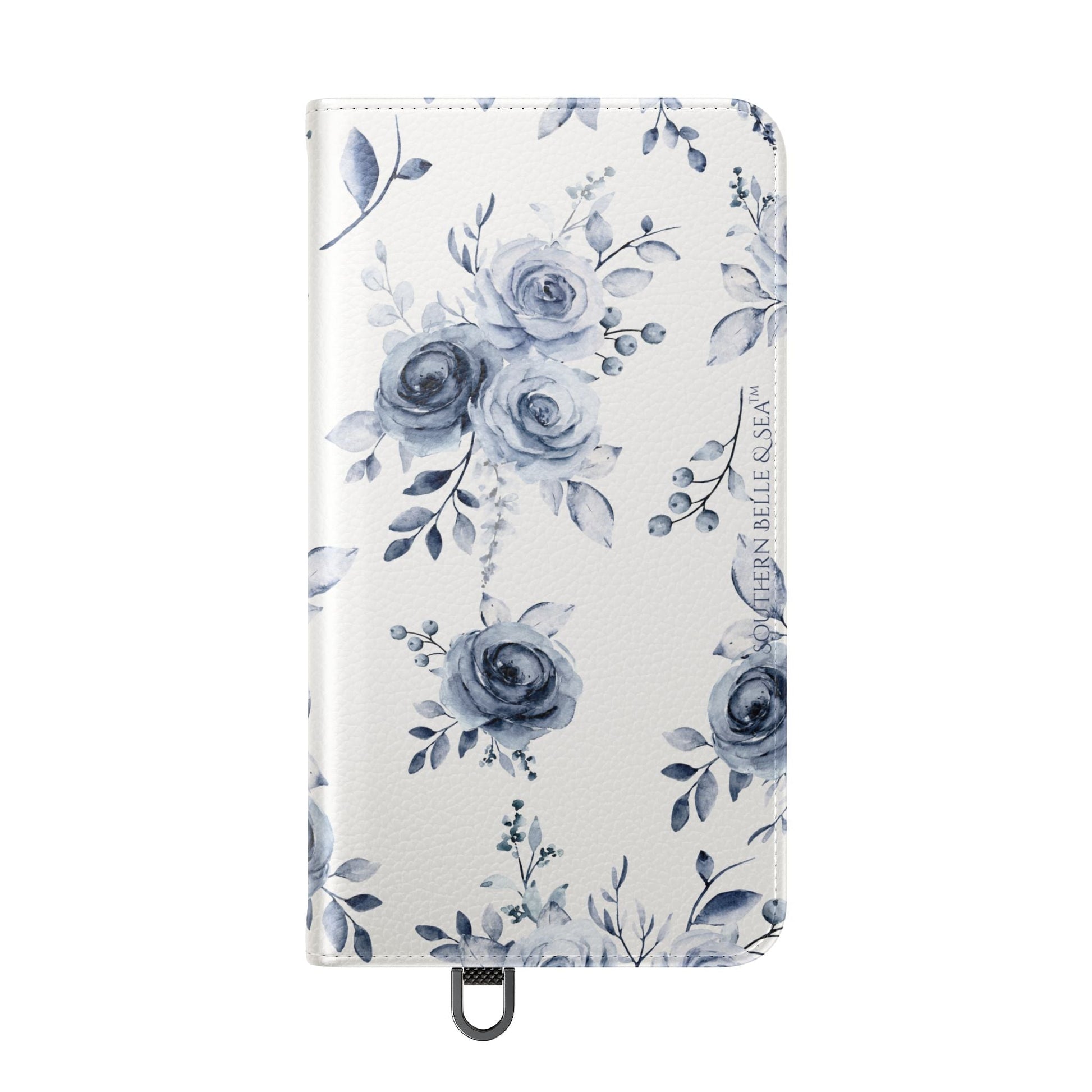 Blue Willow Rose iPhone Flip Case — Blue Willow Rose Collection | Southern Belle & Sea™ - Southern Belle & Sea