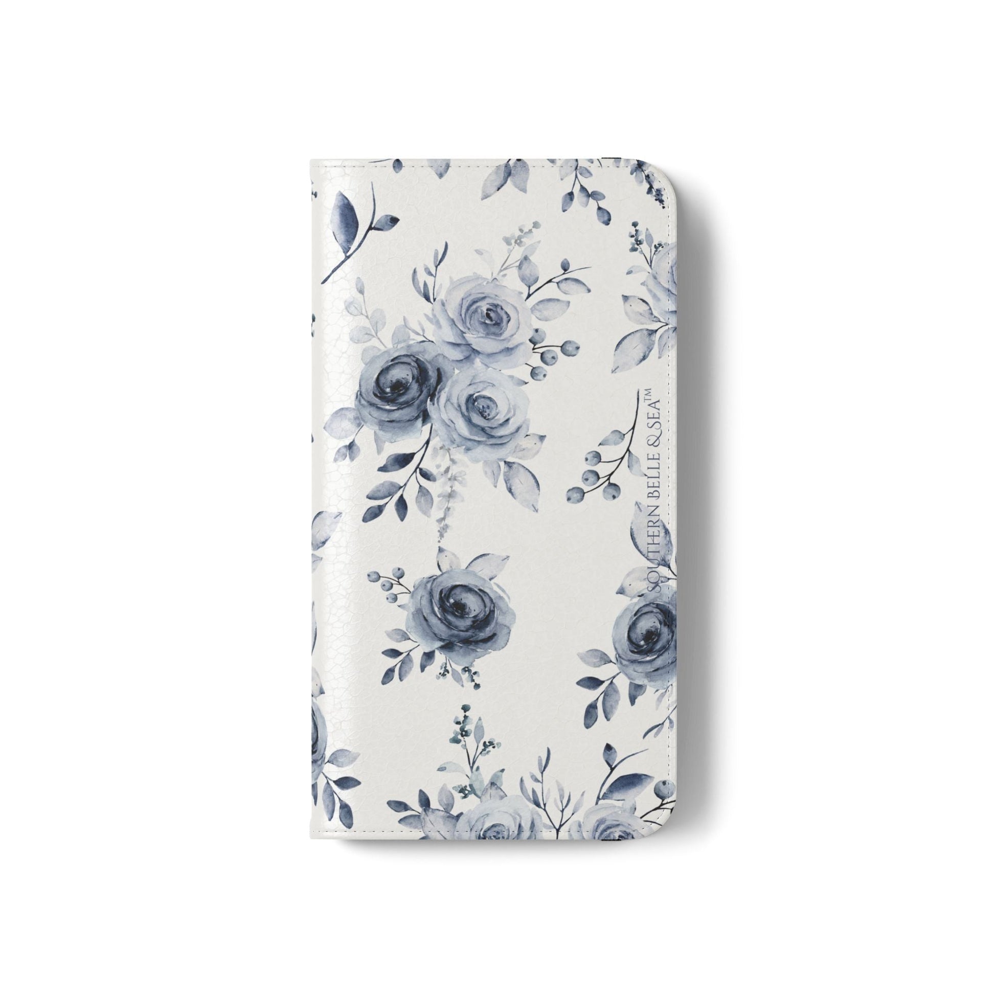 Blue Willow Rose iPhone Flip Case — Blue Willow Rose Collection | Southern Belle & Sea™ - Southern Belle & Sea