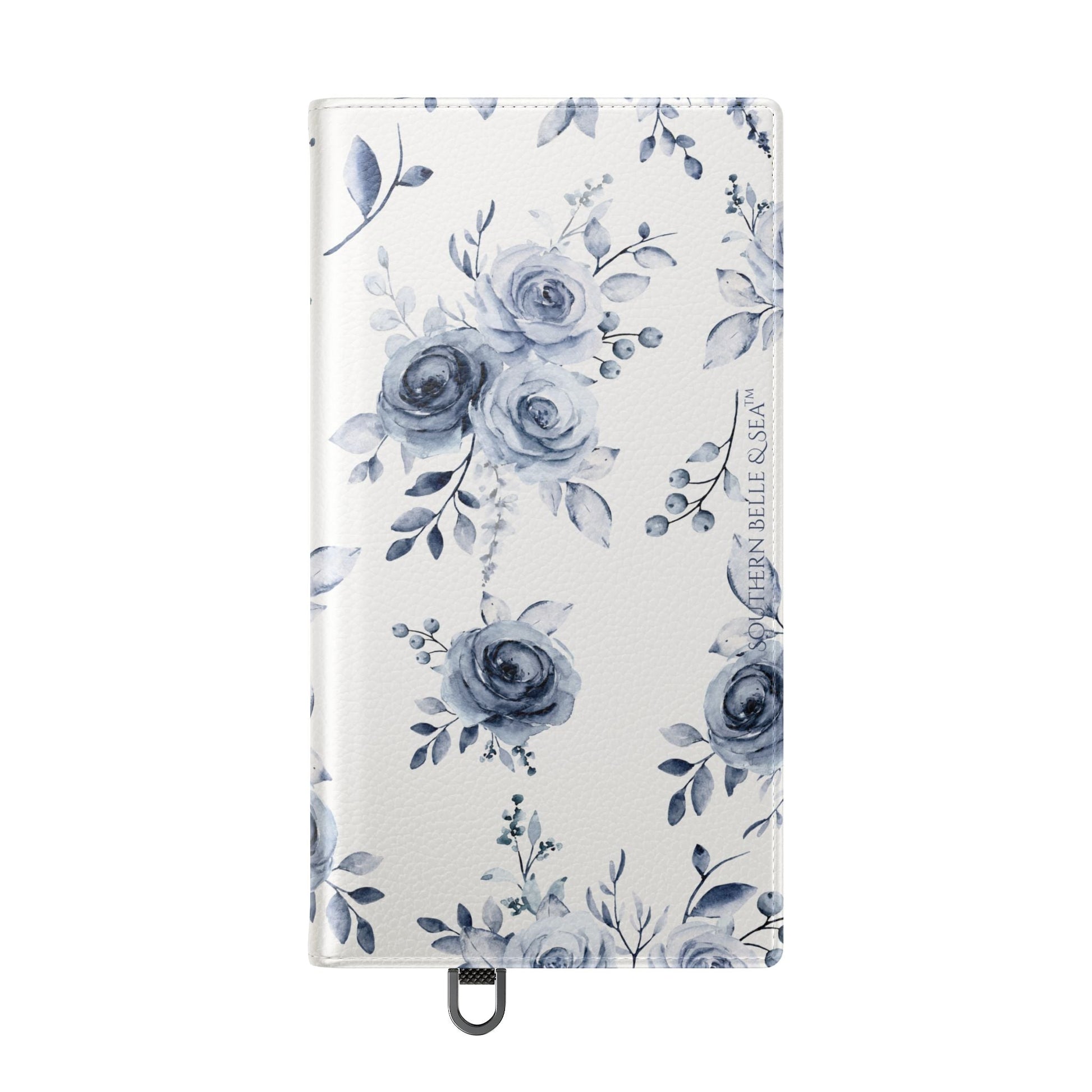 Blue Willow Rose iPhone Flip Case — Blue Willow Rose Collection | Southern Belle & Sea™ - Southern Belle & Sea