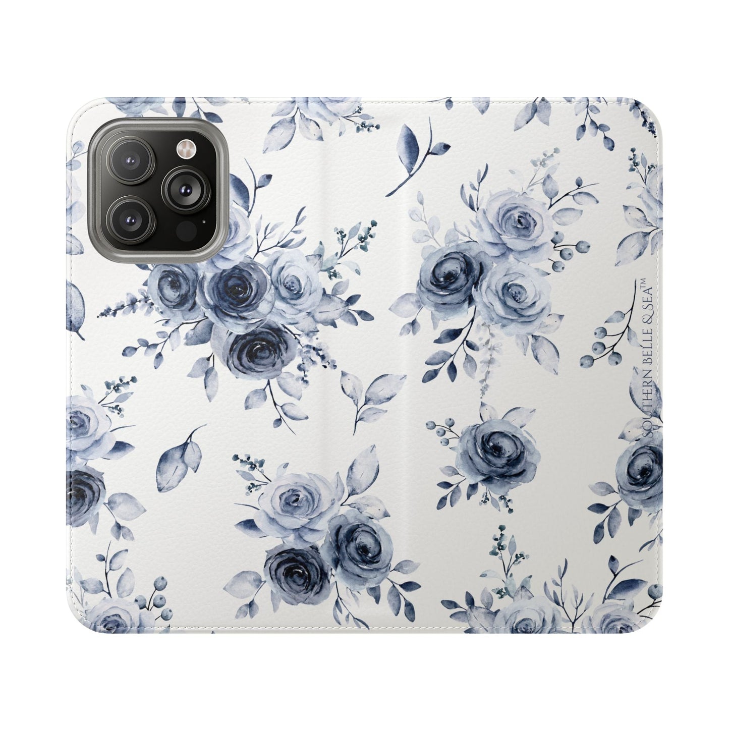 Blue Willow Rose iPhone Flip Case — Blue Willow Rose Collection | Southern Belle & Sea™ - Southern Belle & Sea