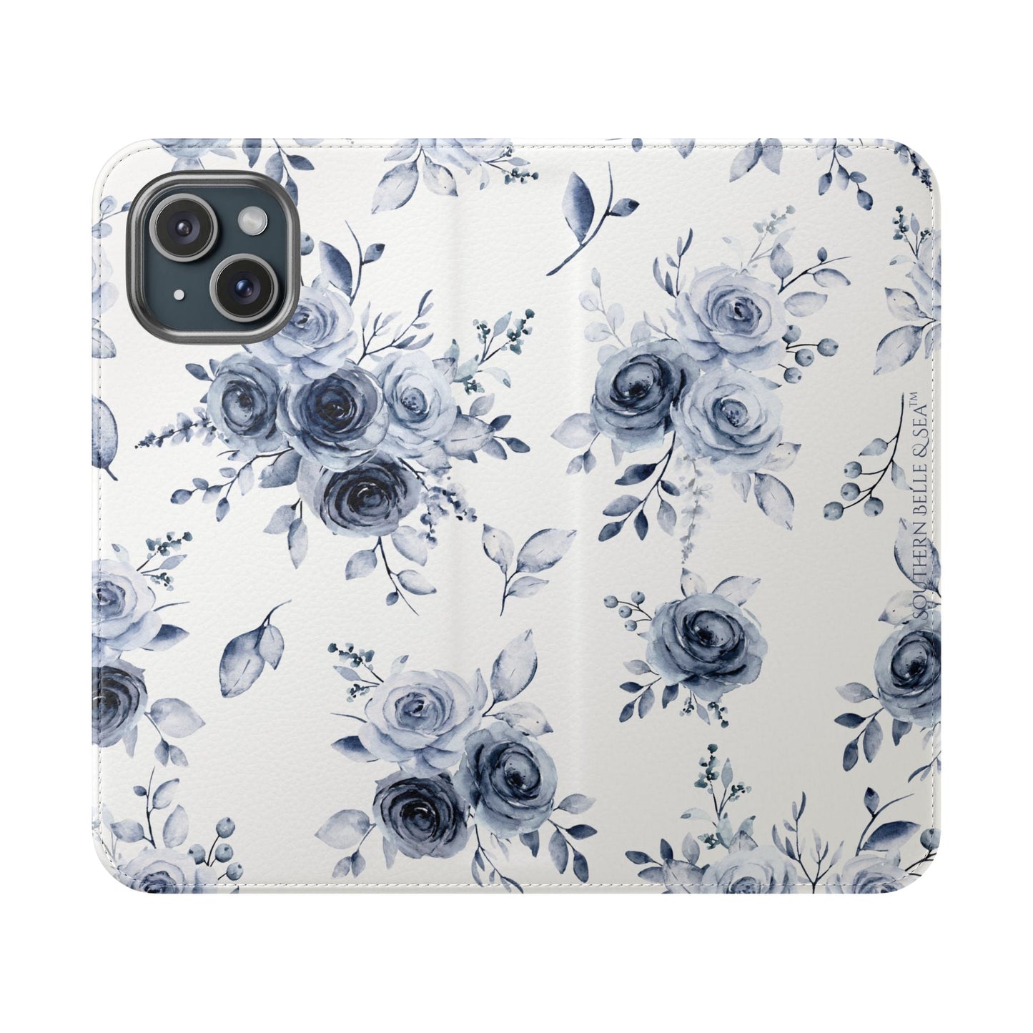 Blue Willow Rose iPhone Flip Case — Blue Willow Rose Collection | Southern Belle & Sea™ - Southern Belle & Sea