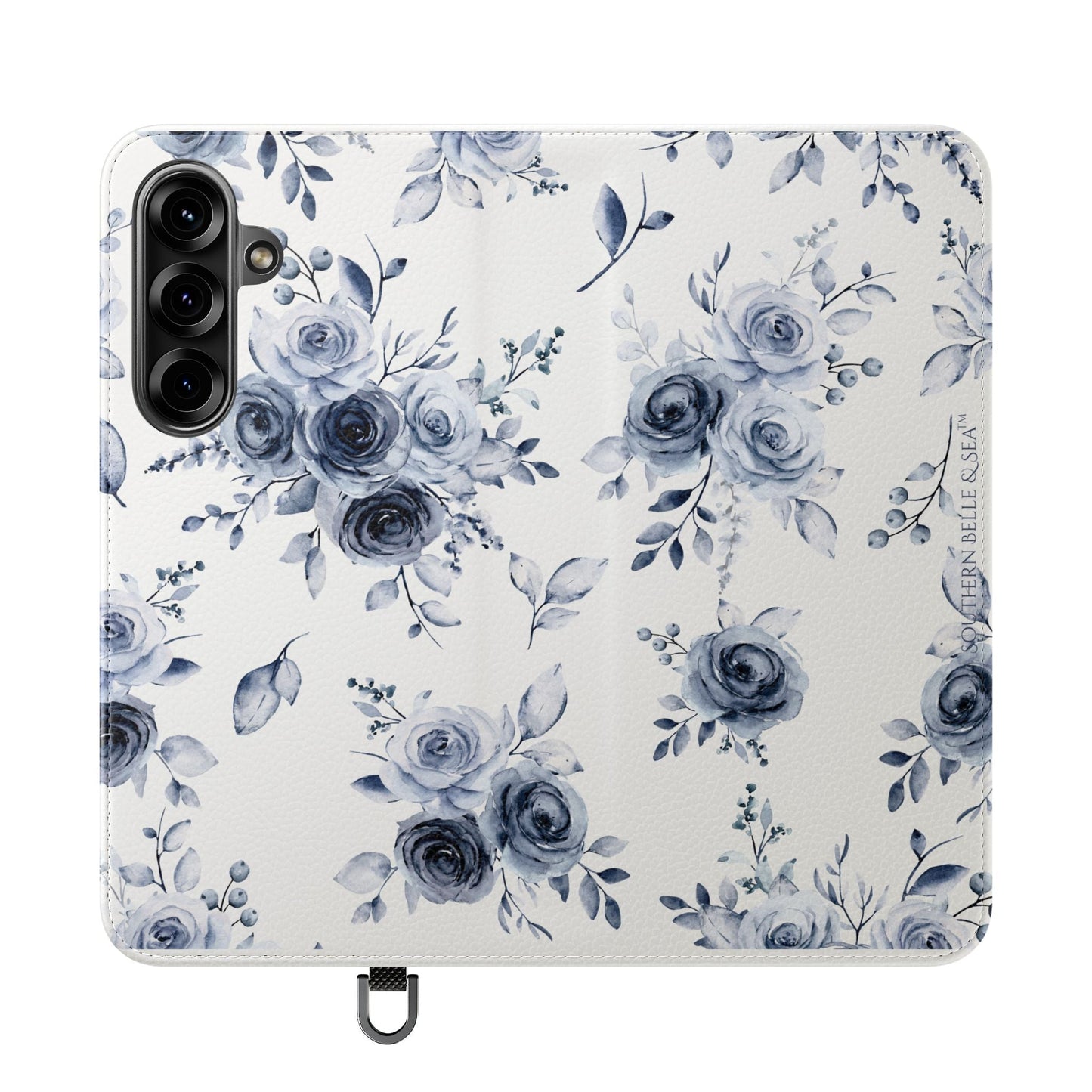 Blue Willow Rose iPhone Flip Case — Blue Willow Rose Collection | Southern Belle & Sea™ - Southern Belle & Sea