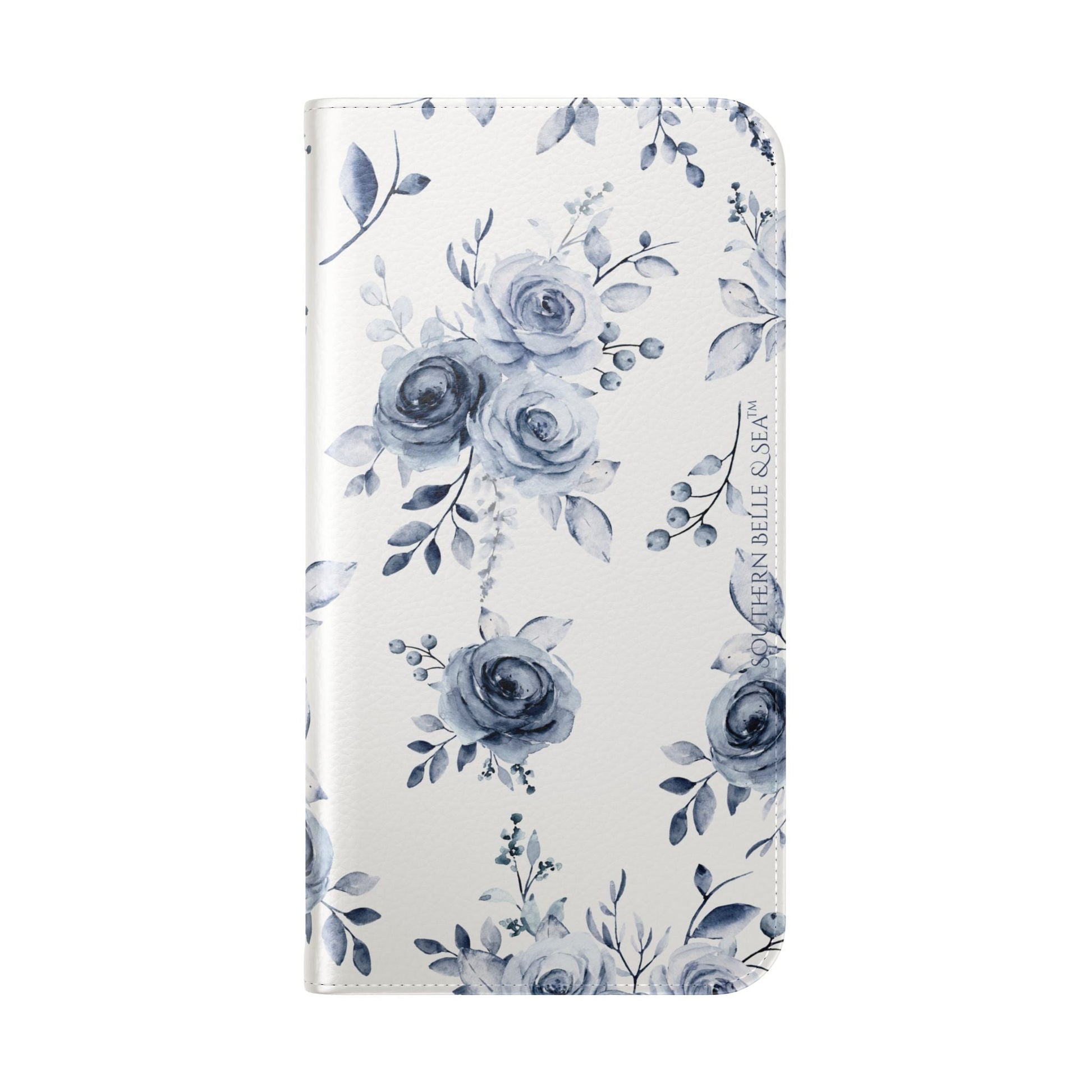 Blue Willow Rose iPhone Flip Case — Blue Willow Rose Collection | Southern Belle & Sea™ - Southern Belle & Sea