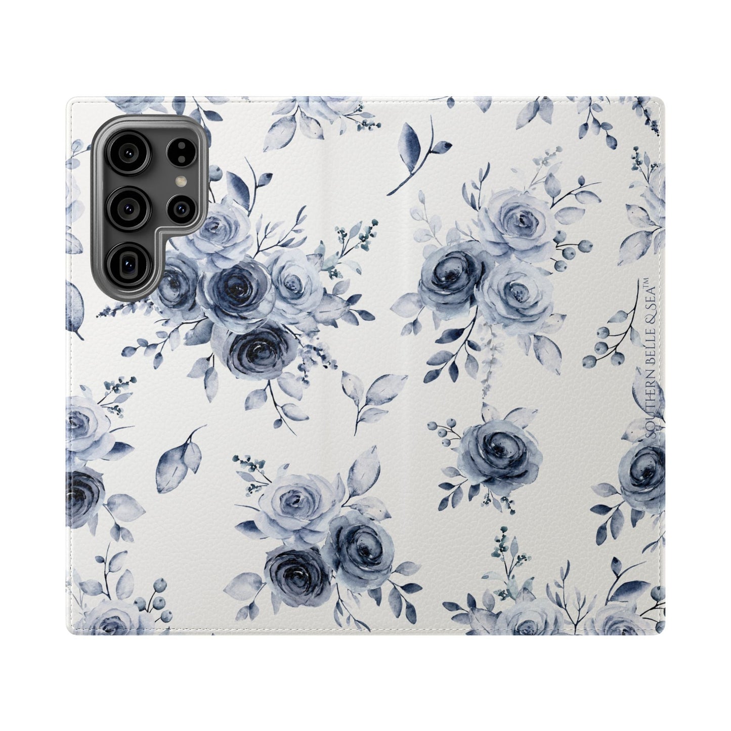 Blue Willow Rose iPhone Flip Case — Blue Willow Rose Collection | Southern Belle & Sea™ - Southern Belle & Sea
