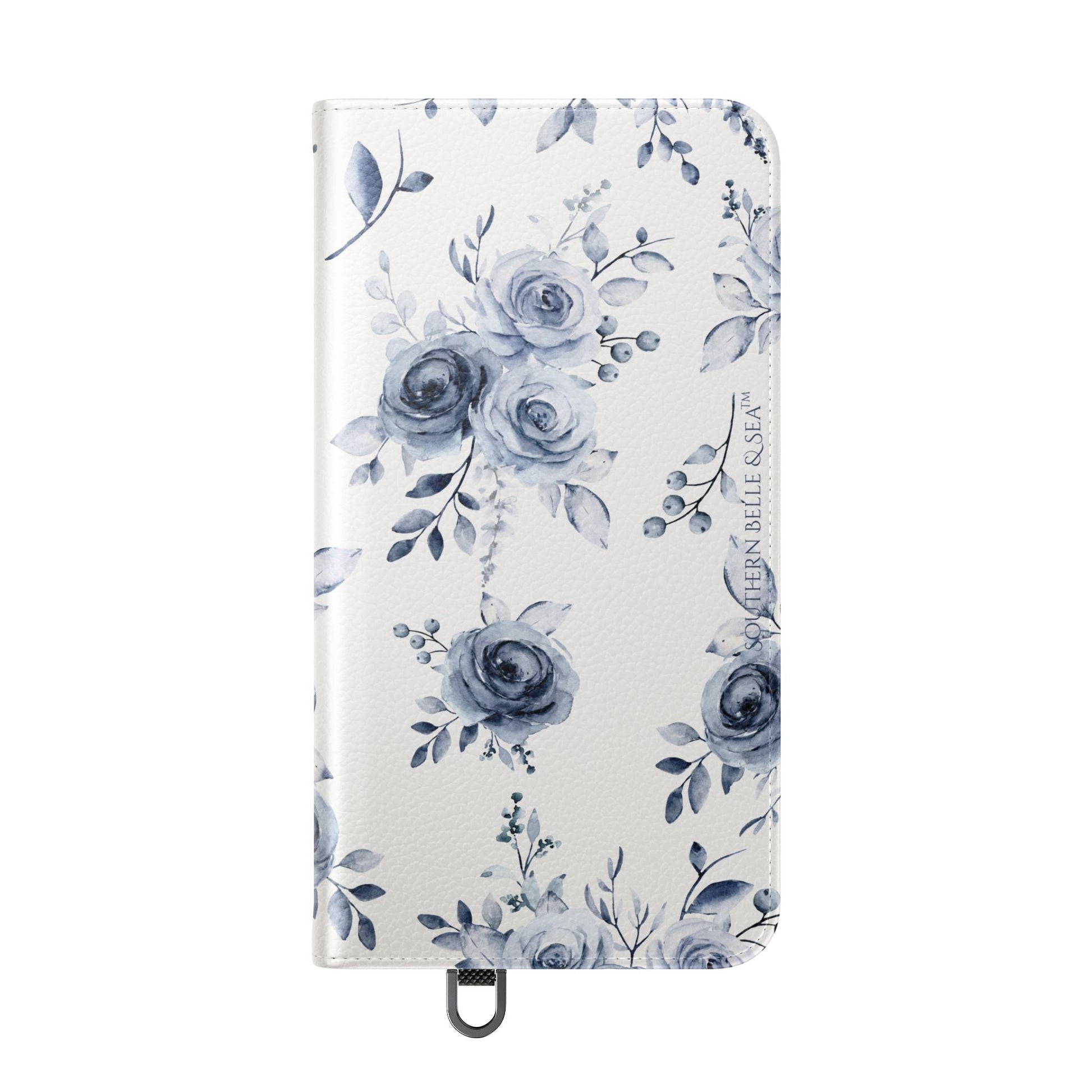 Blue Willow Rose iPhone Flip Case — Blue Willow Rose Collection | Southern Belle & Sea™ - Southern Belle & Sea