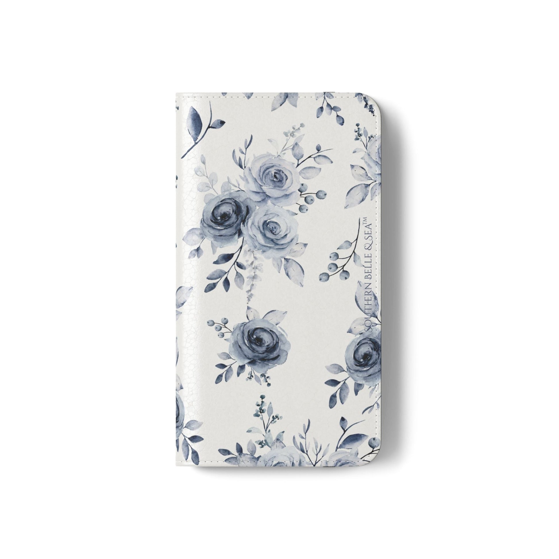 Blue Willow Rose iPhone Flip Case — Blue Willow Rose Collection | Southern Belle & Sea™ - Southern Belle & Sea