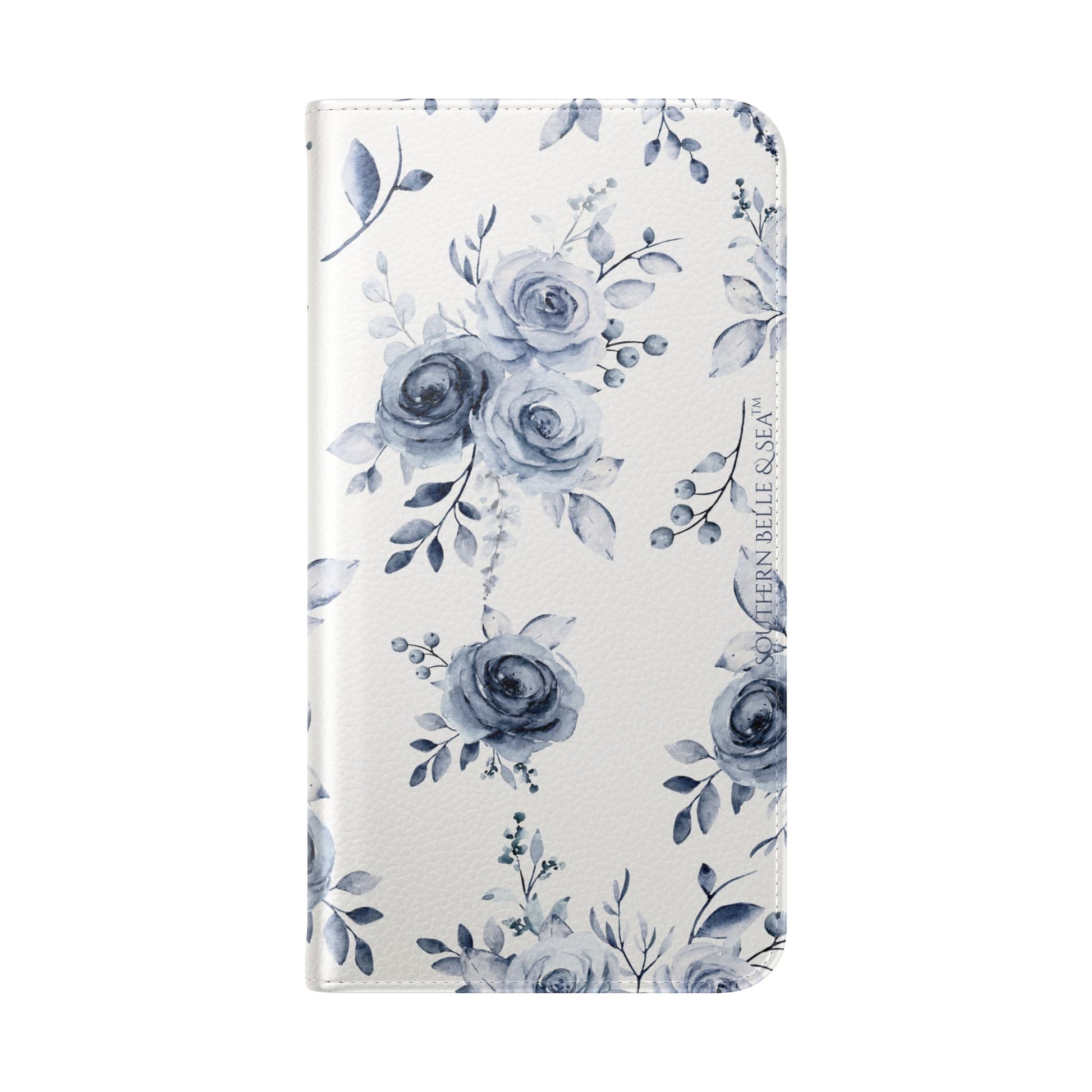 Blue Willow Rose iPhone Flip Case — Blue Willow Rose Collection | Southern Belle & Sea™ - Southern Belle & Sea