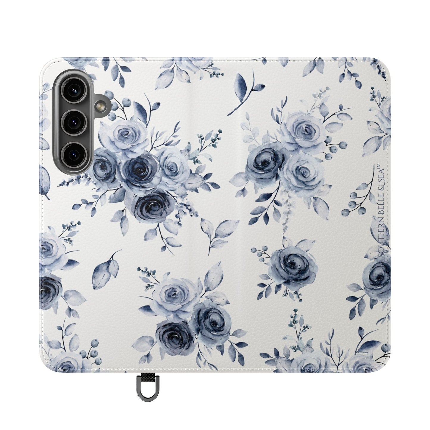 Blue Willow Rose iPhone Flip Case — Blue Willow Rose Collection | Southern Belle & Sea™ - Southern Belle & Sea