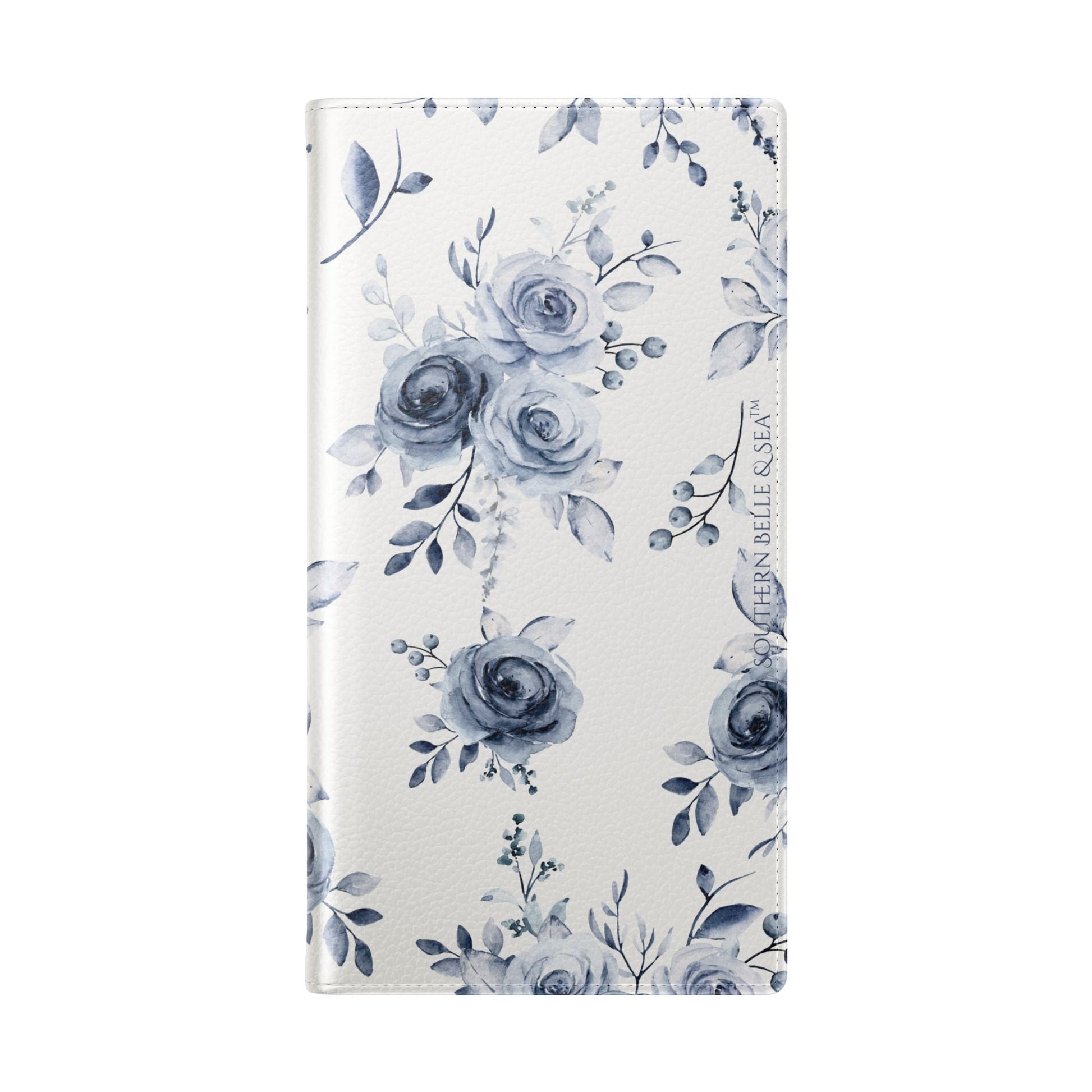 Blue Willow Rose iPhone Flip Case — Blue Willow Rose Collection | Southern Belle & Sea™ - Southern Belle & Sea