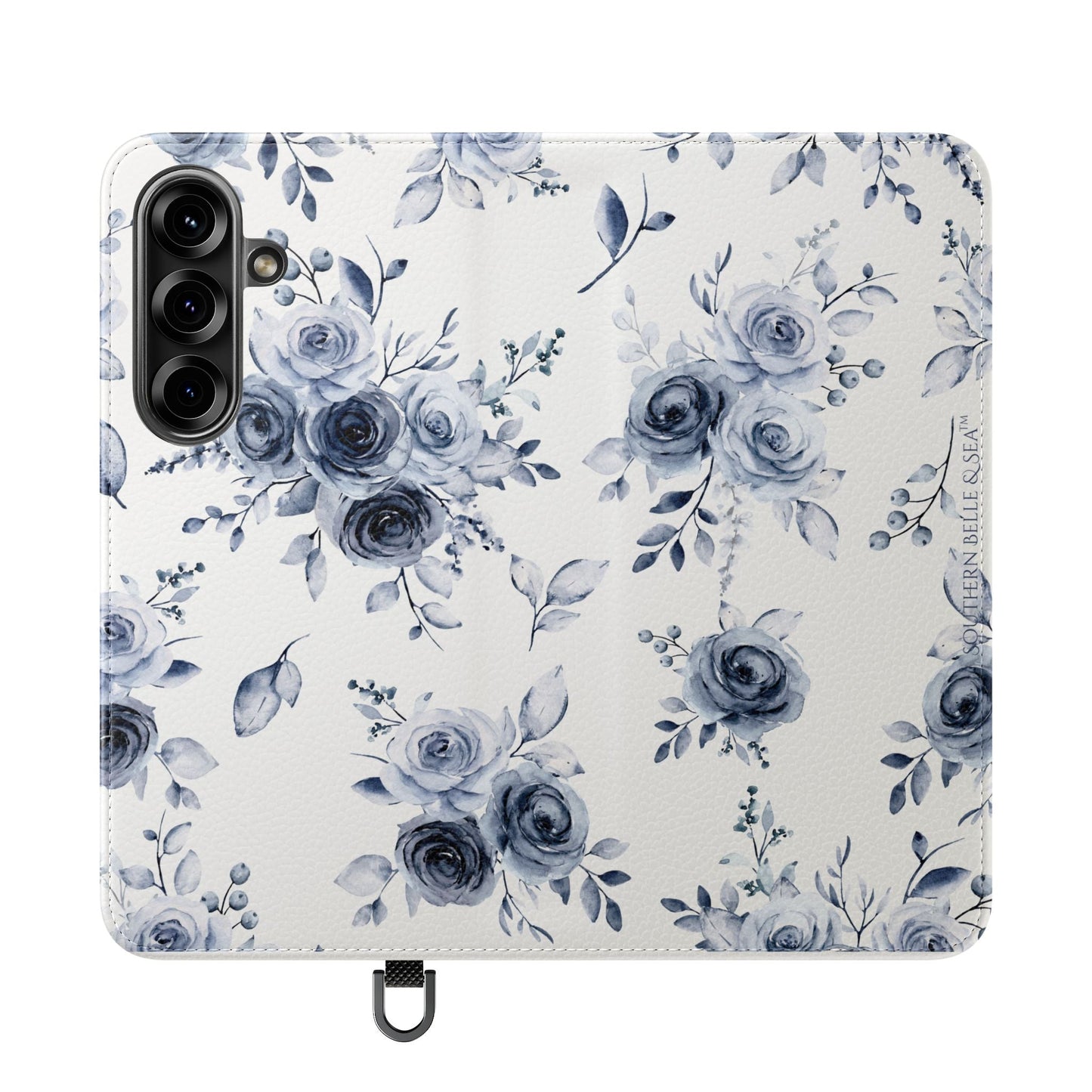 Blue Willow Rose iPhone Flip Case — Blue Willow Rose Collection | Southern Belle & Sea™ - Southern Belle & Sea