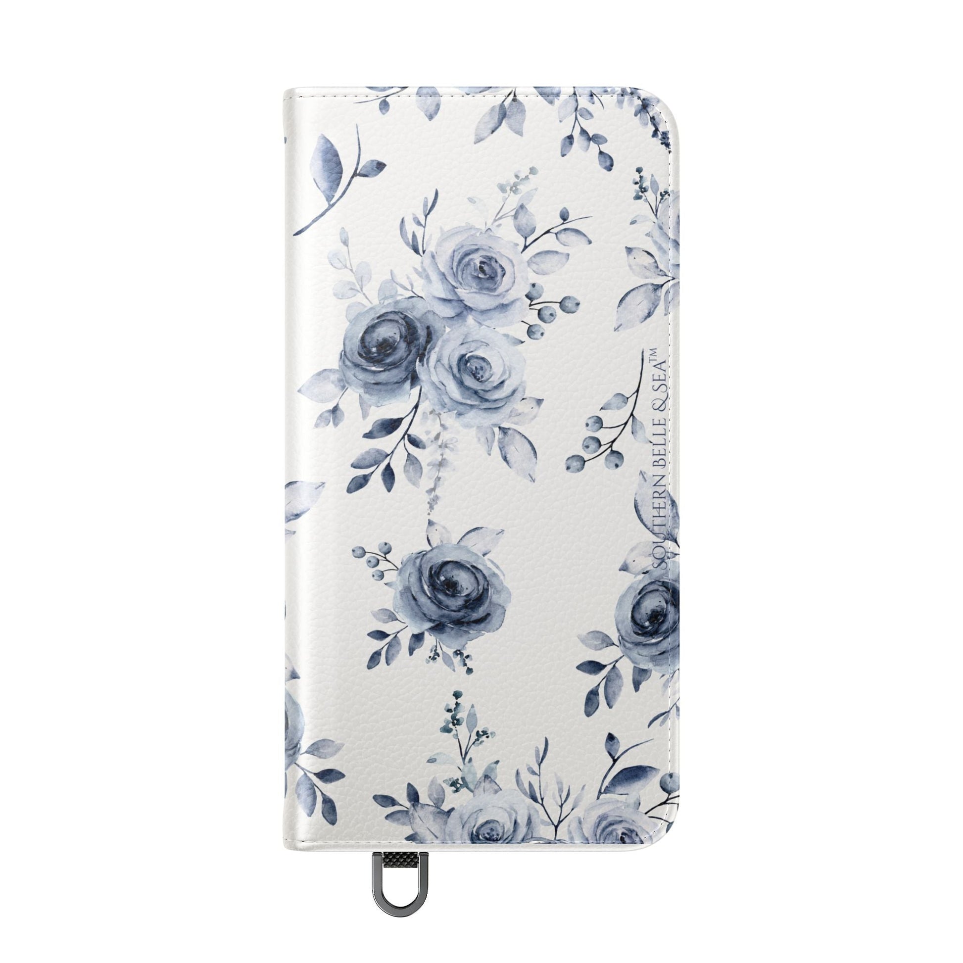 Blue Willow Rose iPhone Flip Case — Blue Willow Rose Collection | Southern Belle & Sea™ - Southern Belle & Sea