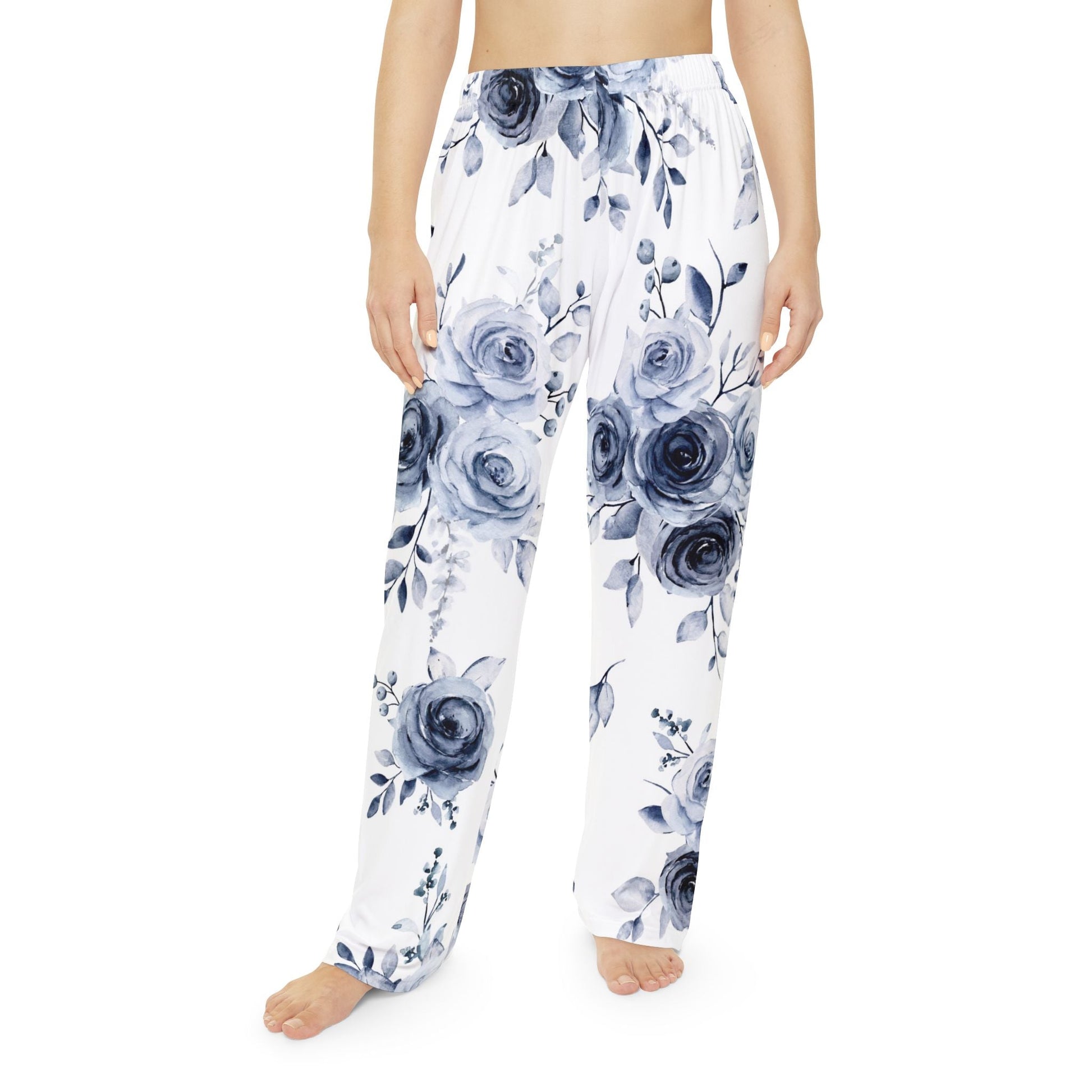 Blue Willow Rose Lounge Pants (Women’s Pajamas) — Blue Willow Rose Collection | Southern Belle & Sea™ - Southern Belle & Sea