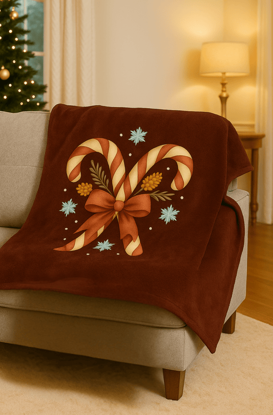 Candy Cane Burgundy Blanket — Classic Noel Edition | Southern Belle & Sea™ - Southern Belle & Sea