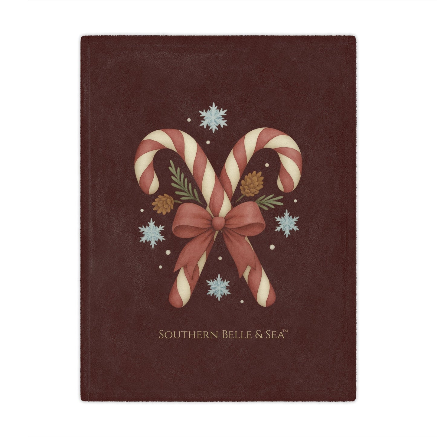 Candy Cane Burgundy Blanket — Classic Noel Edition | Southern Belle & Sea™ - Southern Belle & Sea