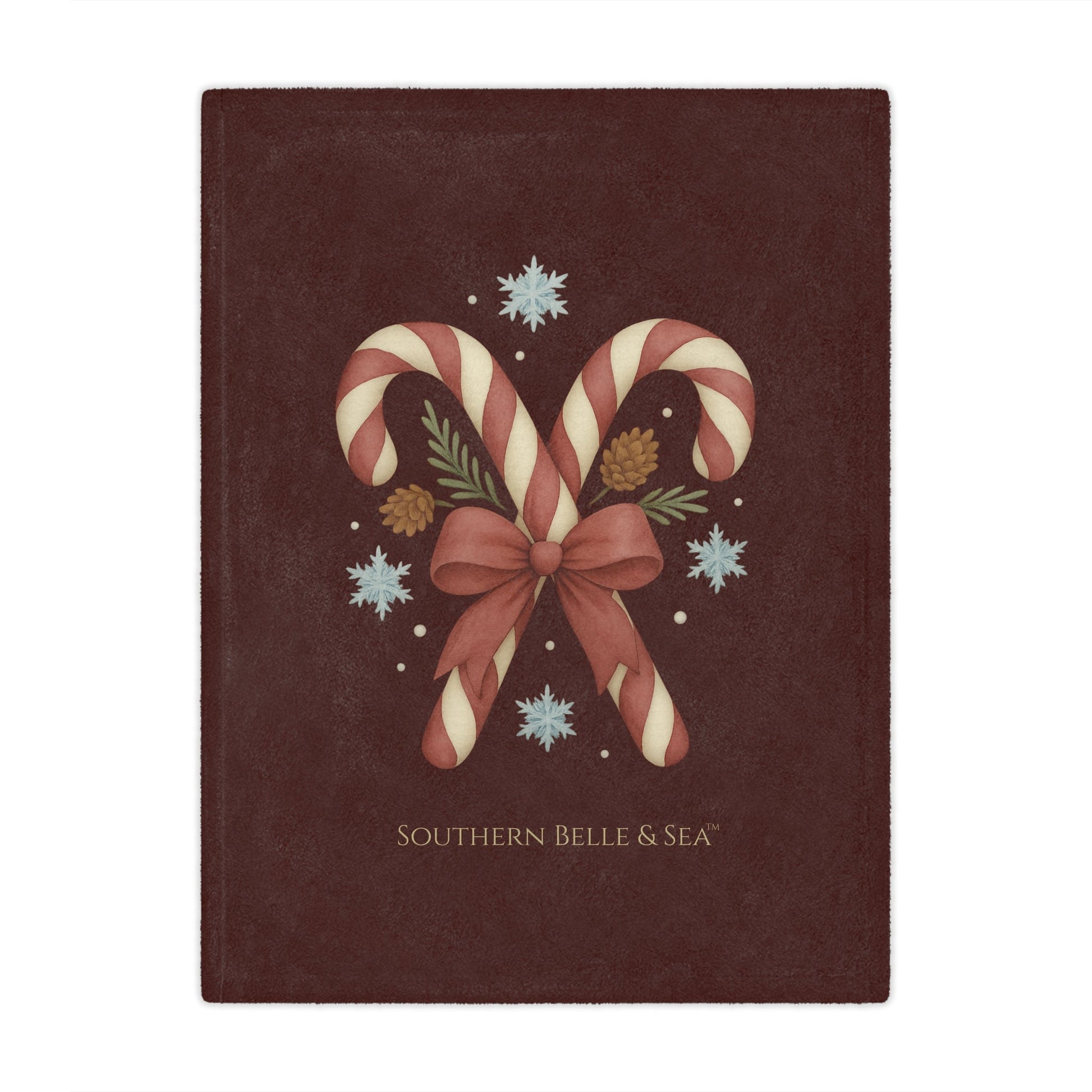 Candy Cane Burgundy Blanket — Classic Noel Edition | Southern Belle & Sea™ - Southern Belle & Sea