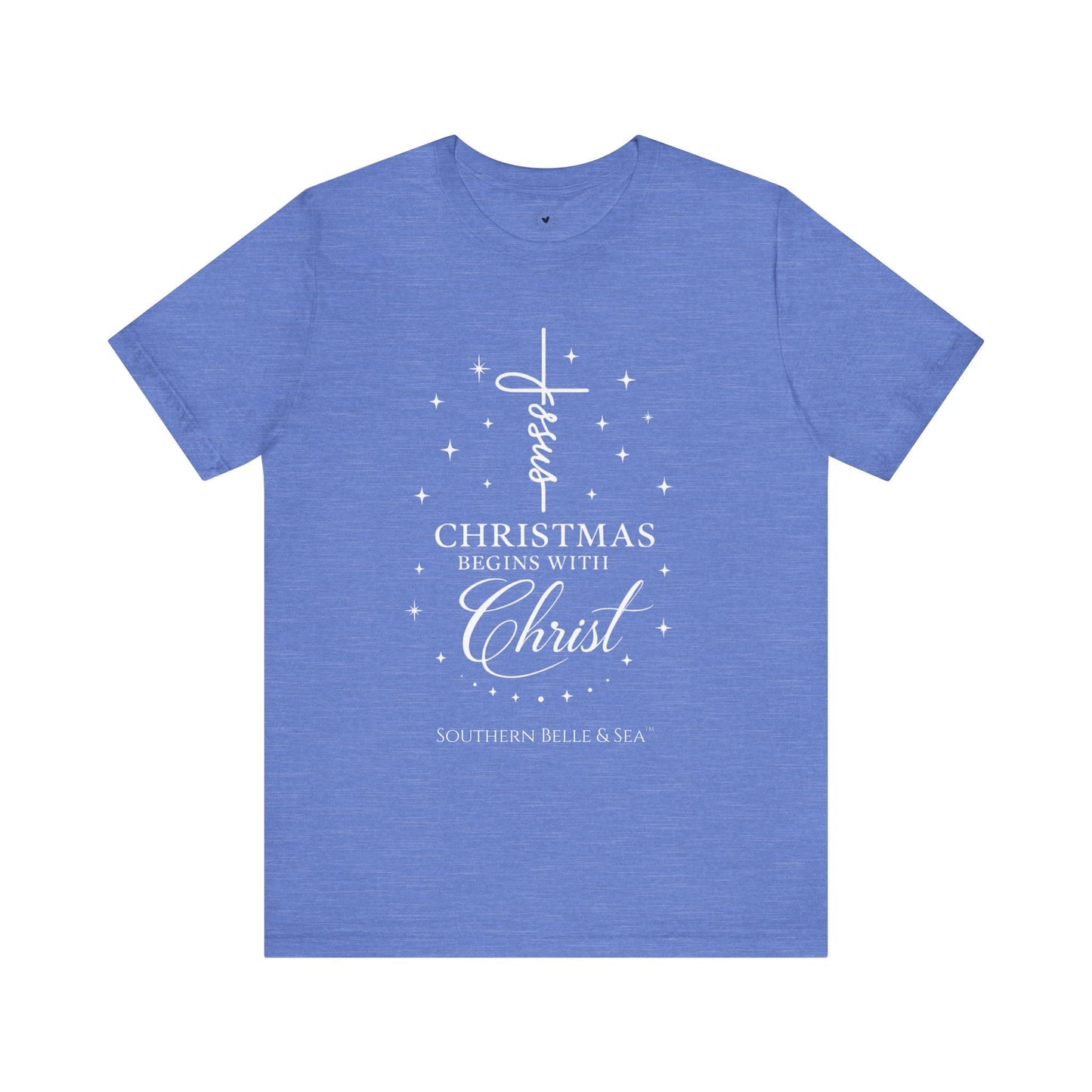 Closeup print Christmas Begins With Christ faith typography