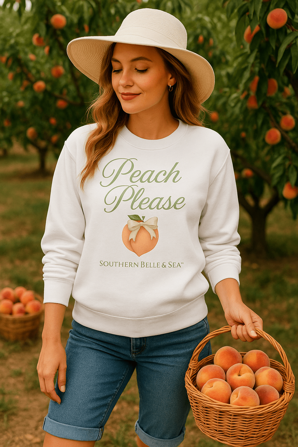 Classic Fleece Sweatshirt– Georgia Belle Peach Collection | Southern Belle & Sea™ - Southern Belle & Sea