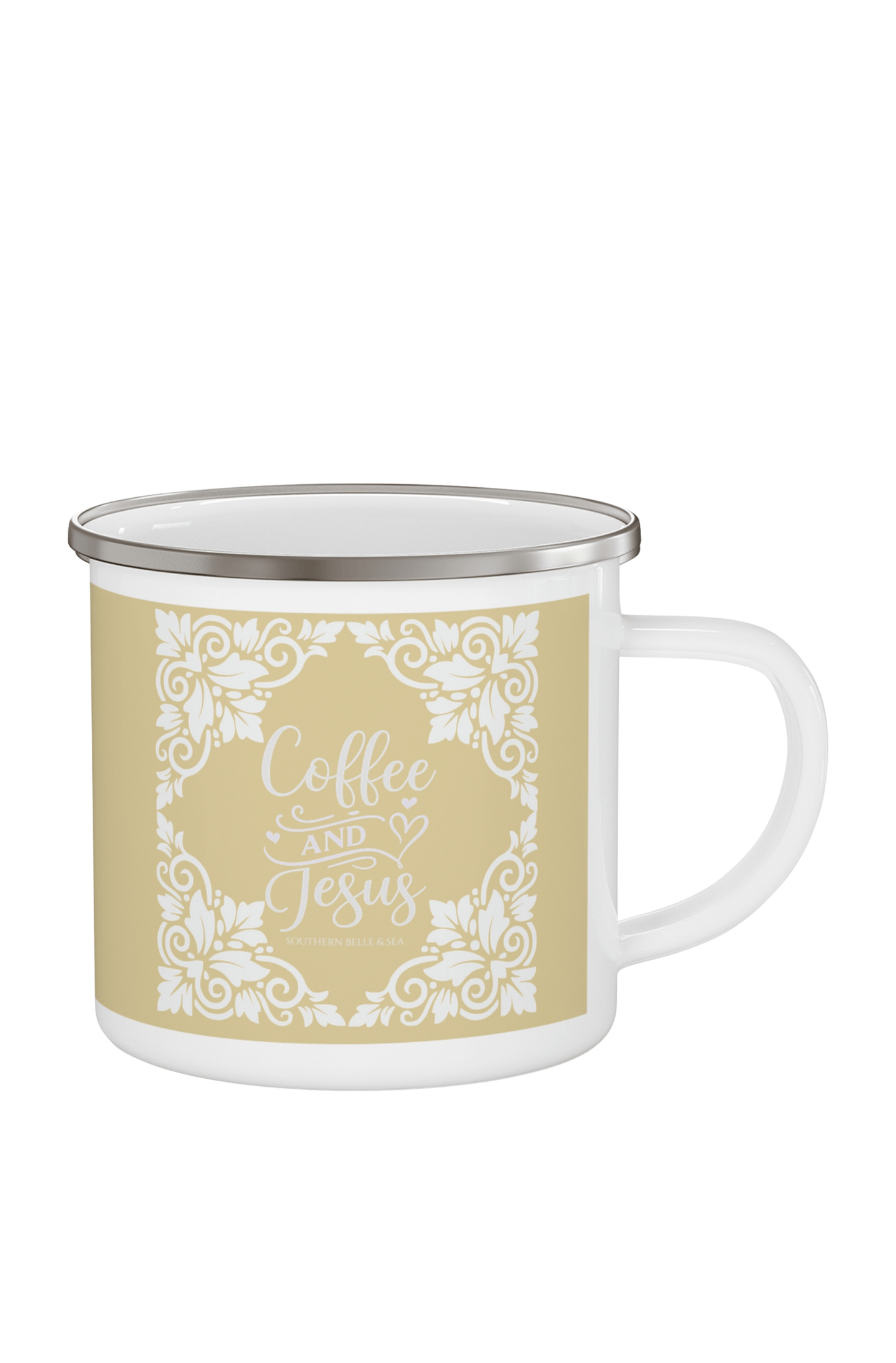 Coffee & Jesus (Buttercream Yellow) — Enamel Mug | Southern Belle & Sea™ - Southern Belle & Sea