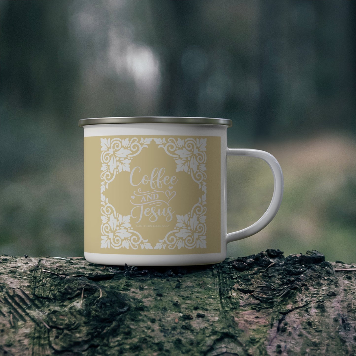 Coffee & Jesus (Buttercream Yellow) — Enamel Mug | Southern Belle & Sea™ - Southern Belle & Sea