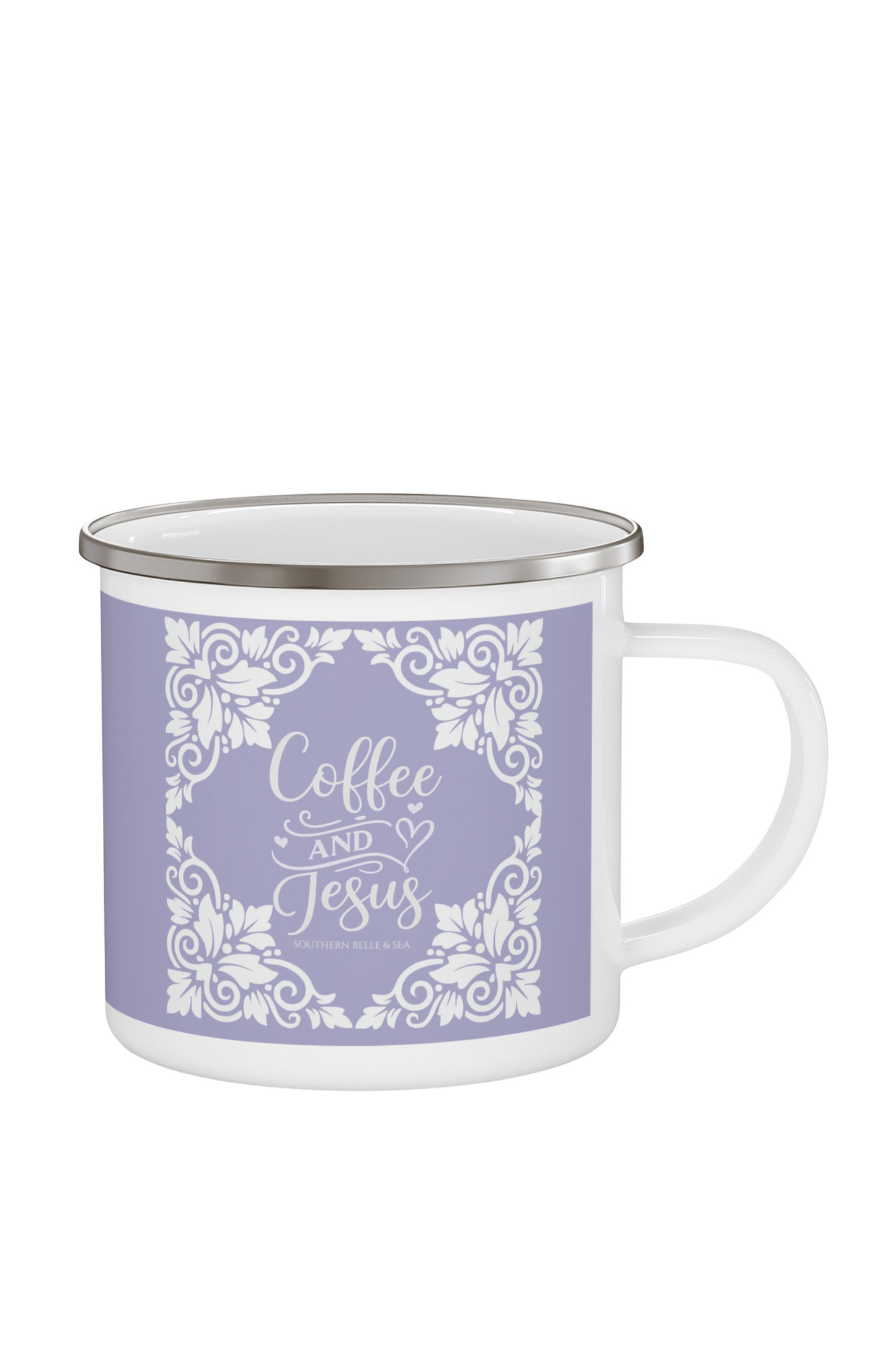 Coffee & Jesus (Lilac) — Enamel Mug | Southern Belle & Sea™ - Southern Belle & Sea