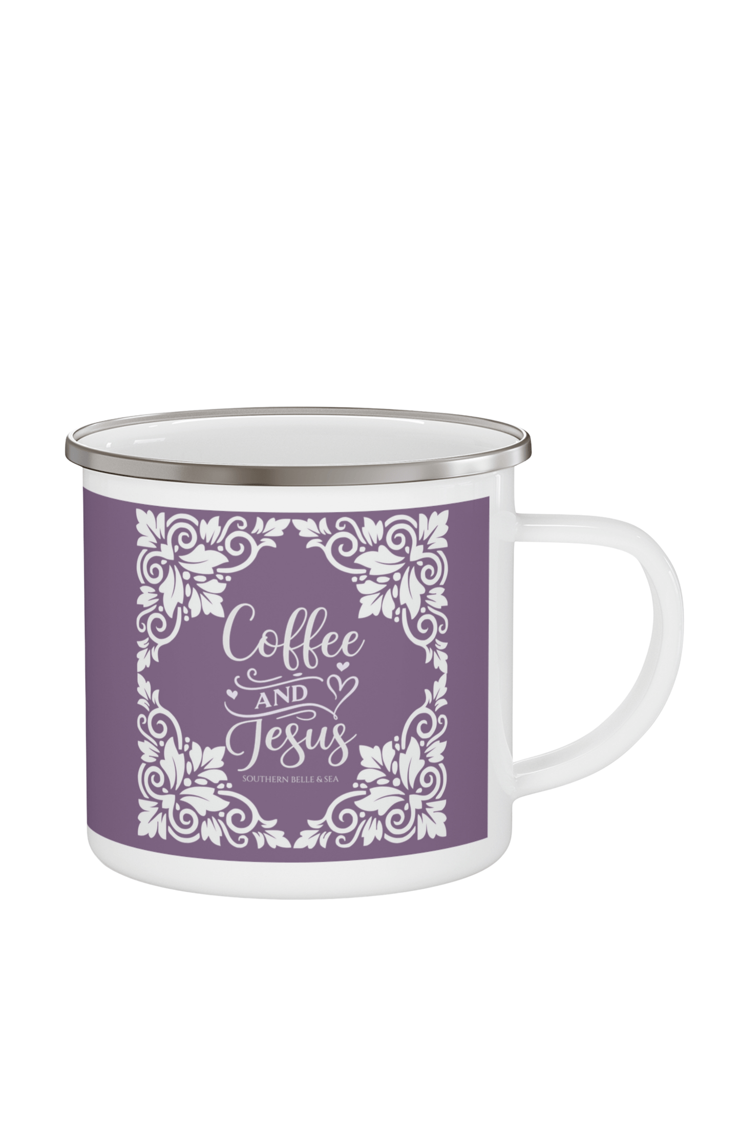 Coffee & Jesus (Plum) — Enamel Mug | Southern Belle & Sea™ - Southern Belle & Sea