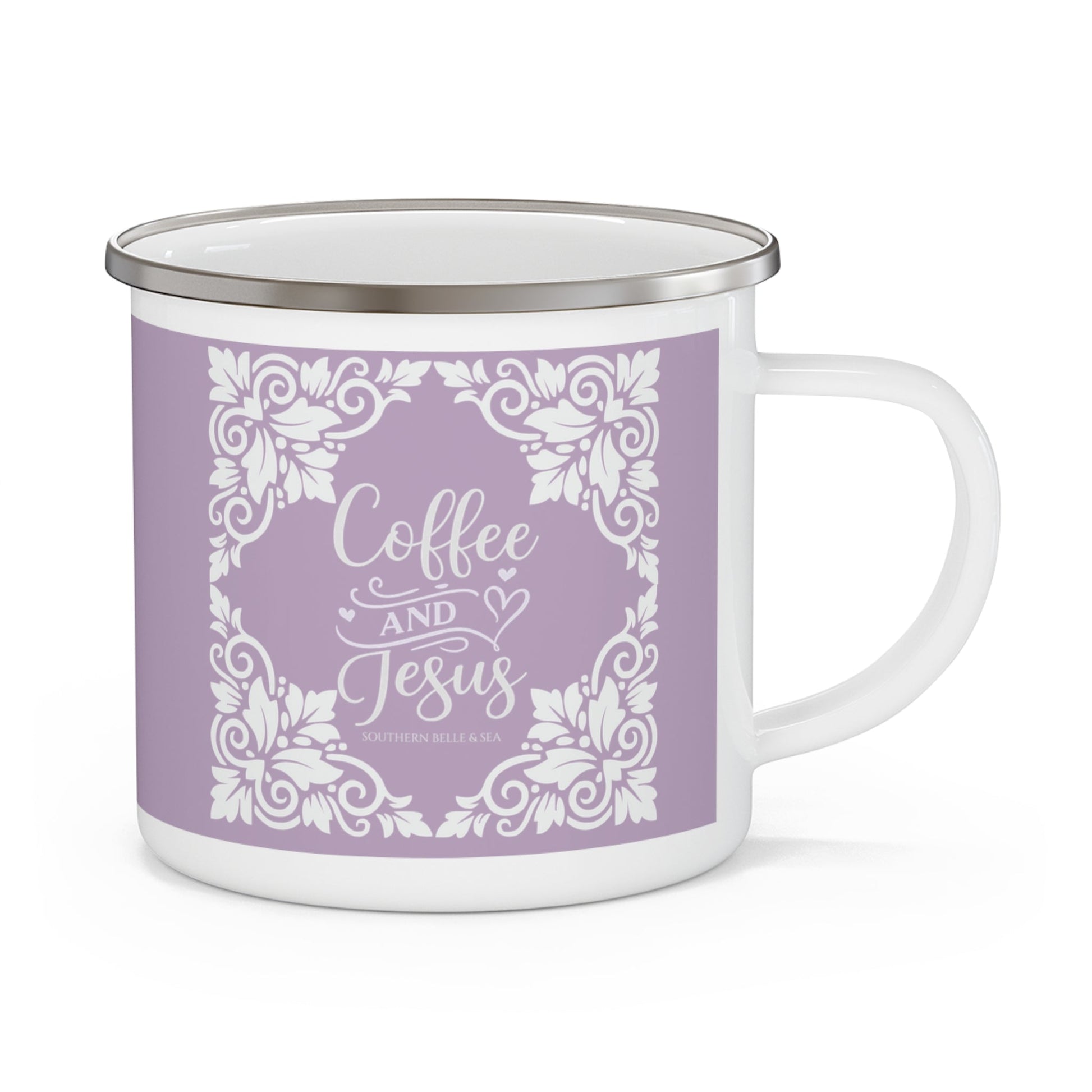 Coffee & Jesus (Purple) — Enamel Mug | Southern Belle & Sea™ - Southern Belle & Sea