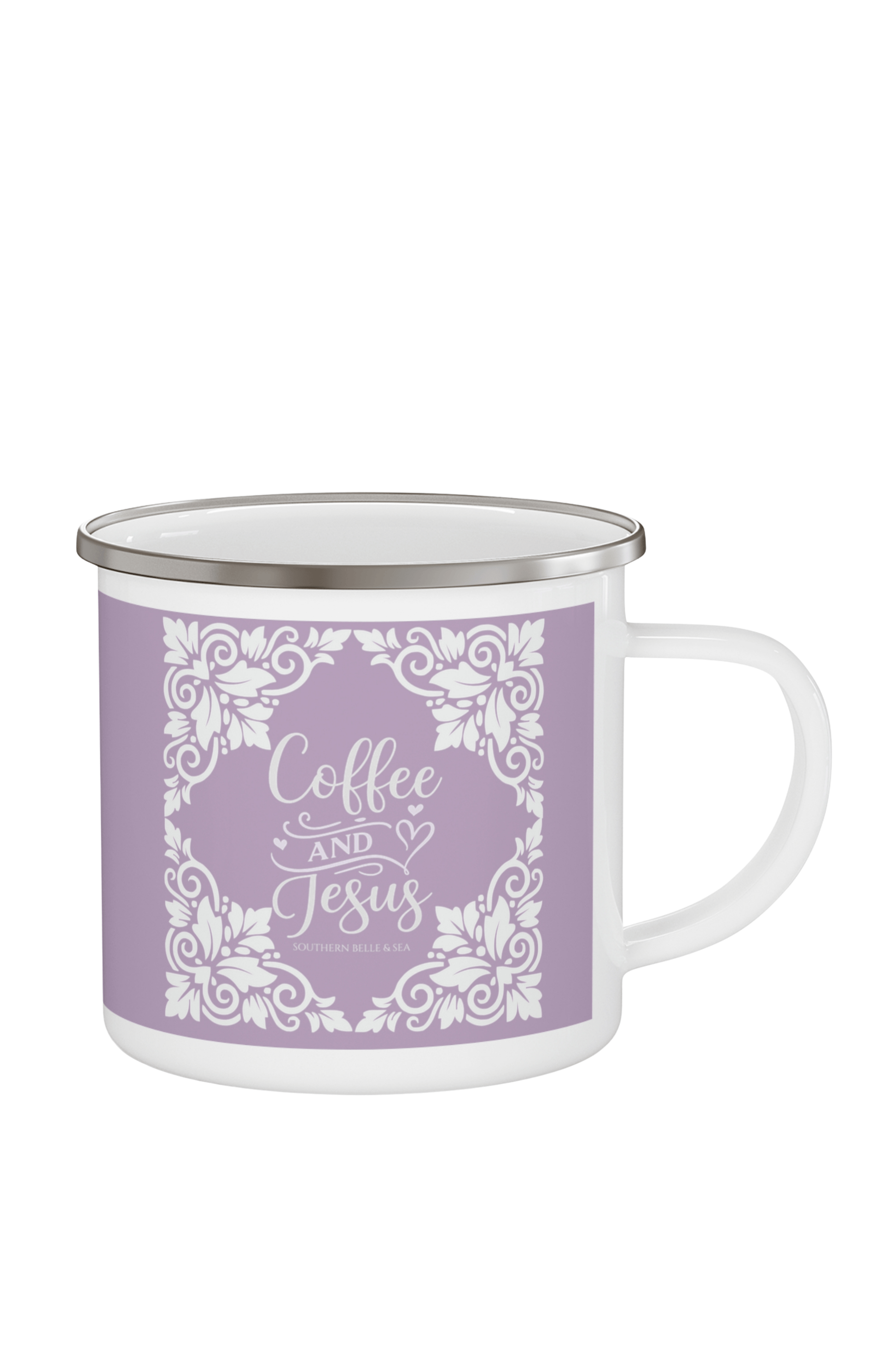 Coffee & Jesus (Purple) — Enamel Mug | Southern Belle & Sea™ - Southern Belle & Sea