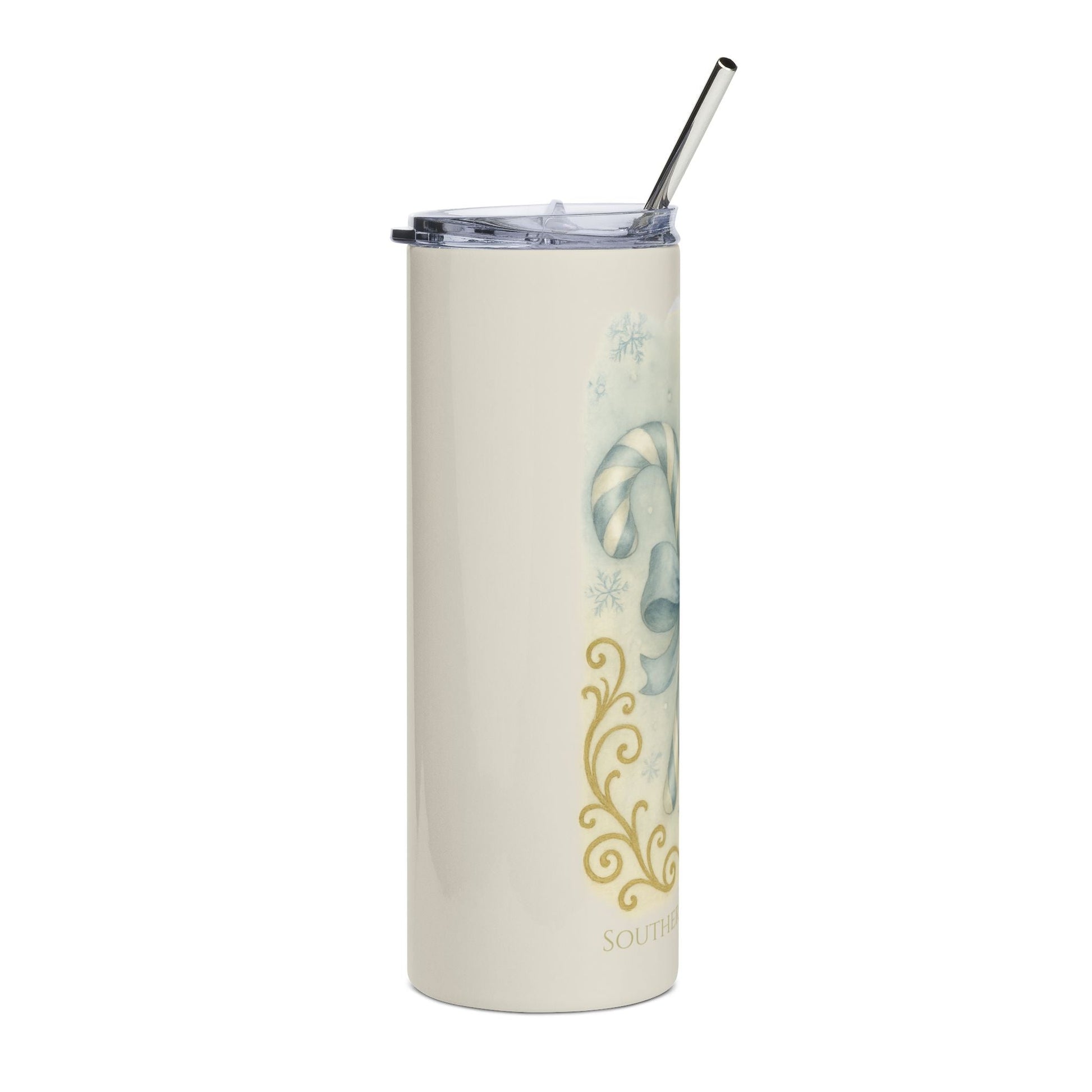 Double Candy Cane Holiday Tumbler — Classic Noel Edition | Southern Belle & Sea™ - Southern Belle & Sea