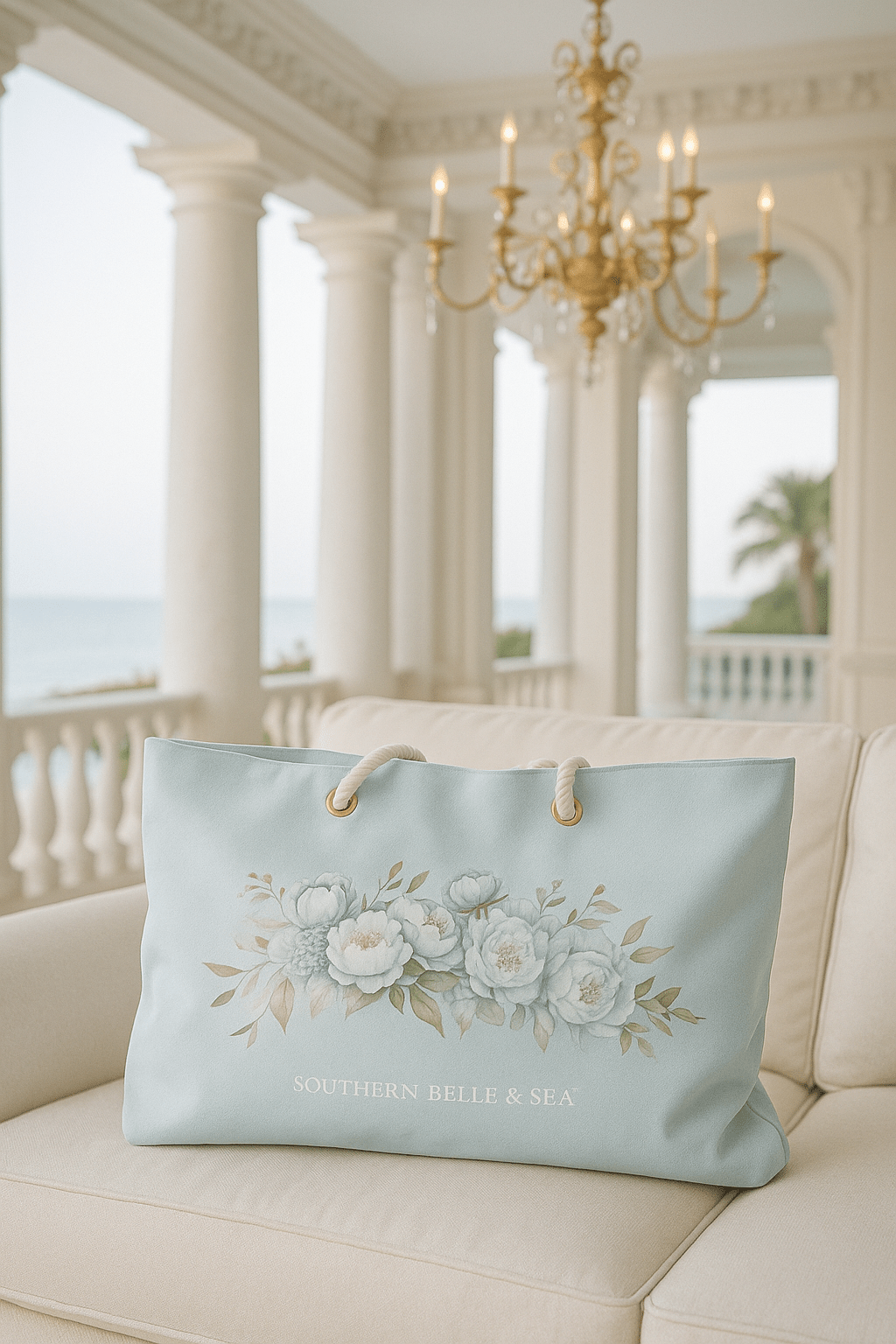 Elegant Blue Floral Weekender Tote | Southern Belle & Sea™ - Southern Belle & Sea