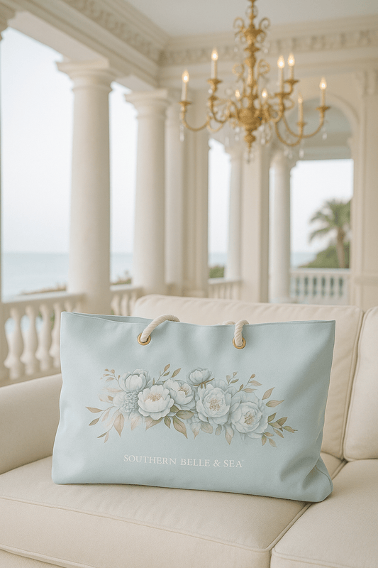 Elegant Blue Floral Weekender Tote | Southern Belle & Sea™ - Southern Belle & Sea
