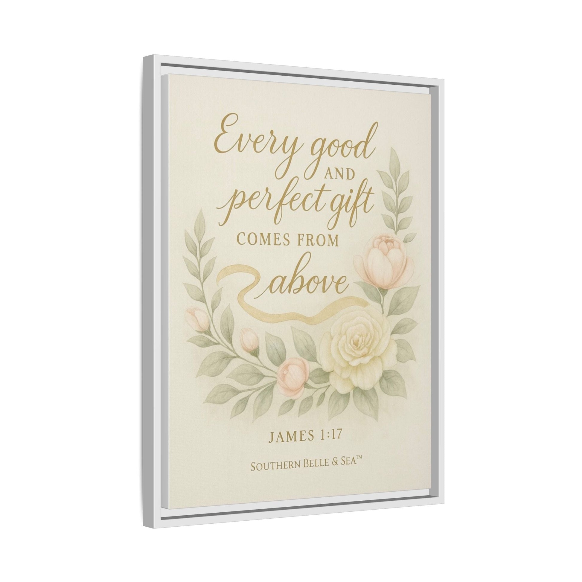 Every Good and Perfect Gift Framed Canvas — Scripture Wall Art | Southern Belle & Sea™ - Southern Belle & Sea