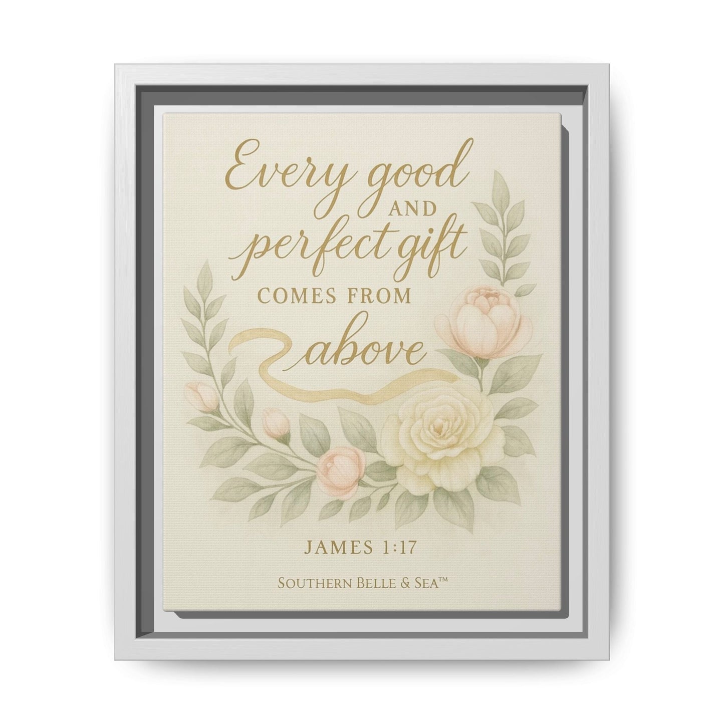 Every Good and Perfect Gift Framed Canvas — Scripture Wall Art | Southern Belle & Sea™ - Southern Belle & Sea