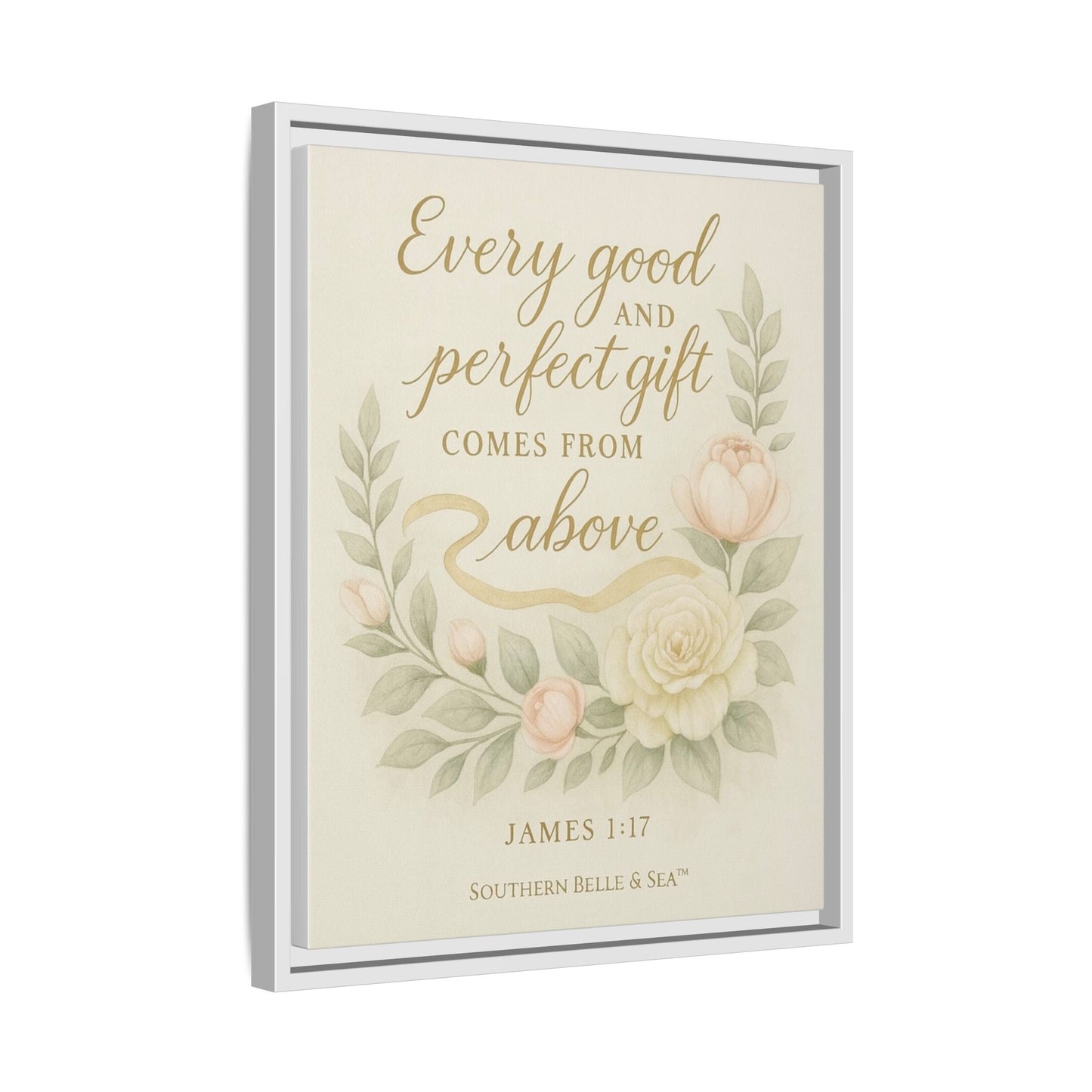 Every Good and Perfect Gift Framed Canvas — Scripture Wall Art | Southern Belle & Sea™ - Southern Belle & Sea